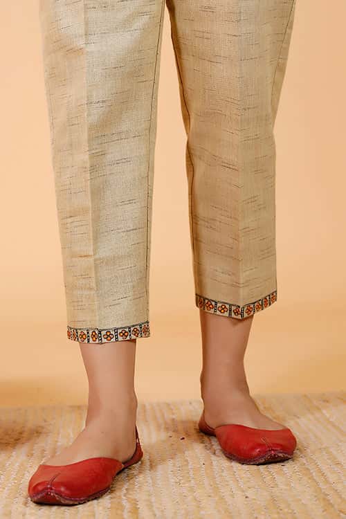 'Mayur' Handpainted Madhubani Pleated Dress Cotton Pant — image 4 of 4