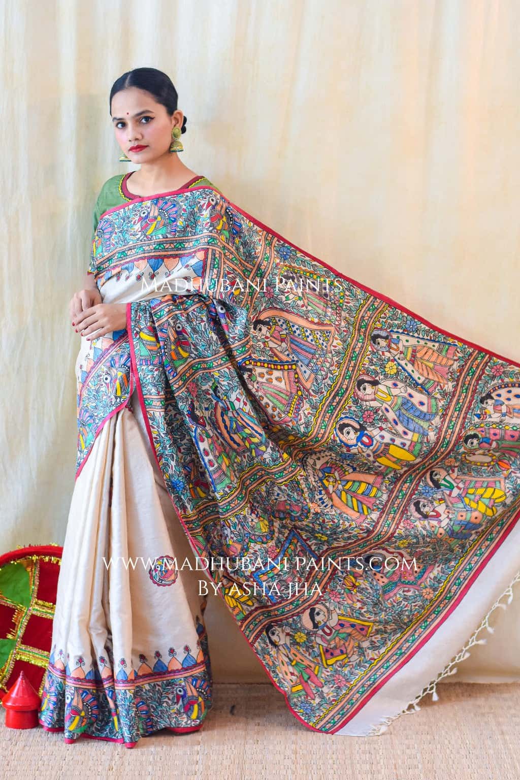 RAMAYANAM Handpainted Tussar Silk Saree — image 2 of 5