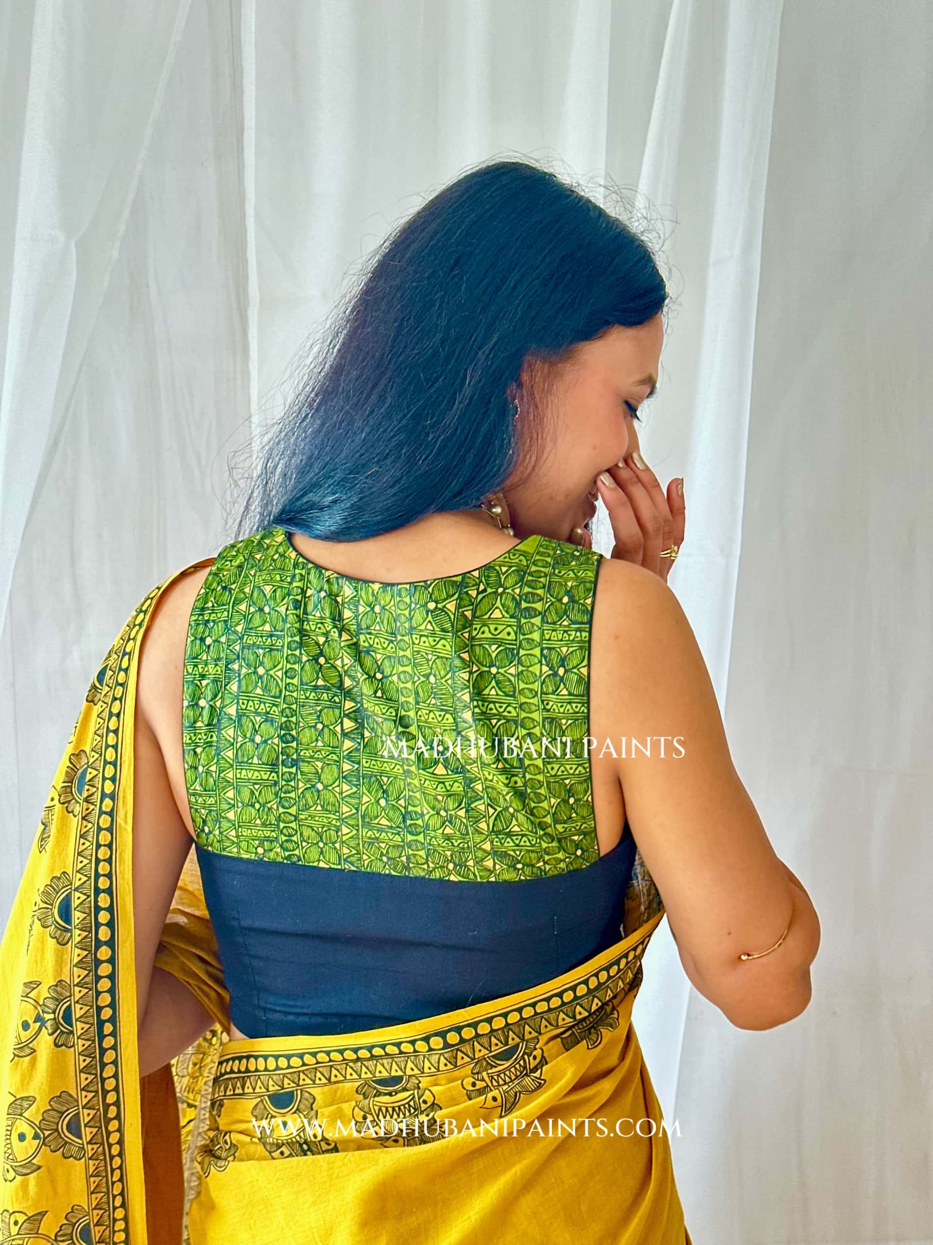 SAGAR Handpainted Madhubani Cotton Saree — image 8 of 8
