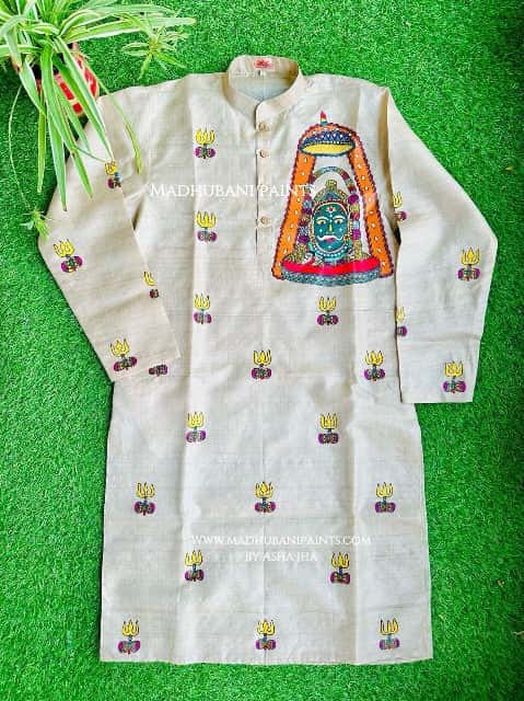 KAAL BHAIRAV Hand-painted Handloom Men's Tussar Silk Kurta — image 3 of 4