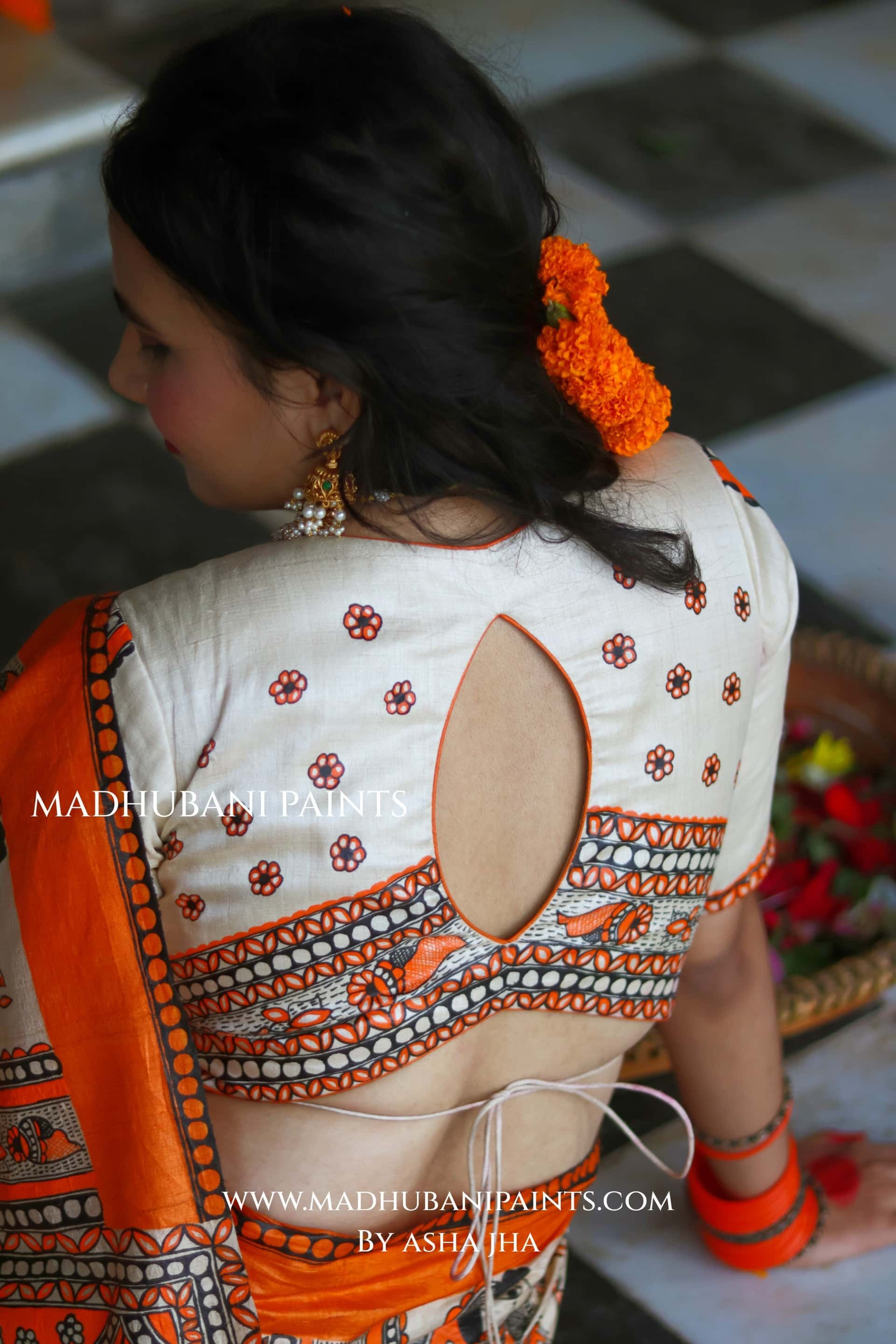 KESARIYA NAINTARA Handpainted Tussar Silk Madhubani Blouse — image 2 of 6