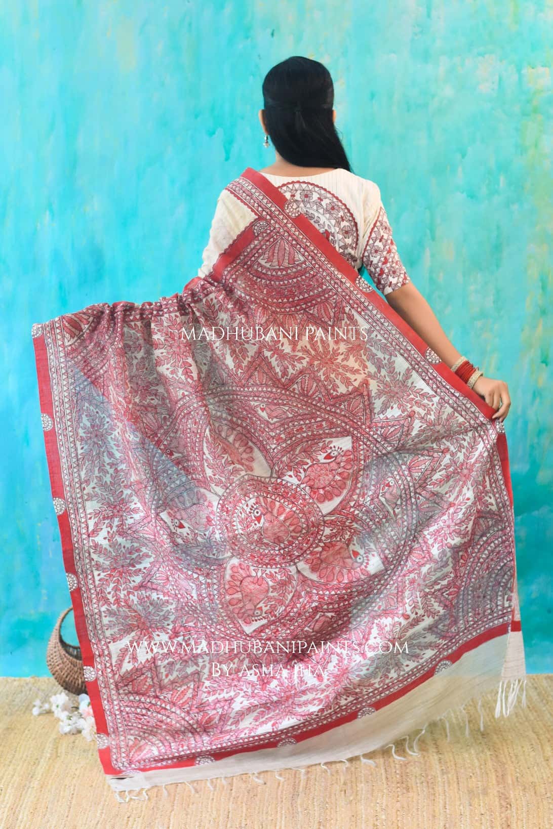LAALIMA Hand-painted Madhubani Chanderi Saree Blouse Set — image 3 of 7