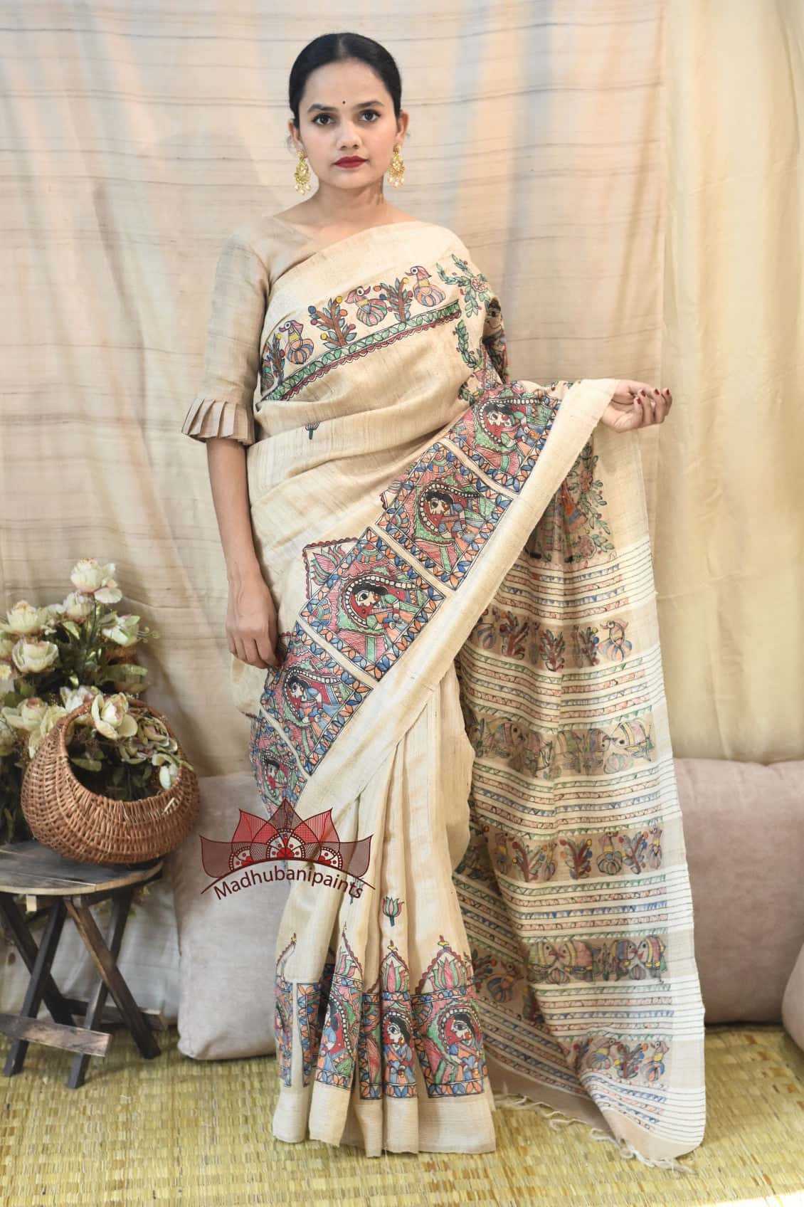 Madhubani Doli Leela Hand Painted Saree — image 2 of 4