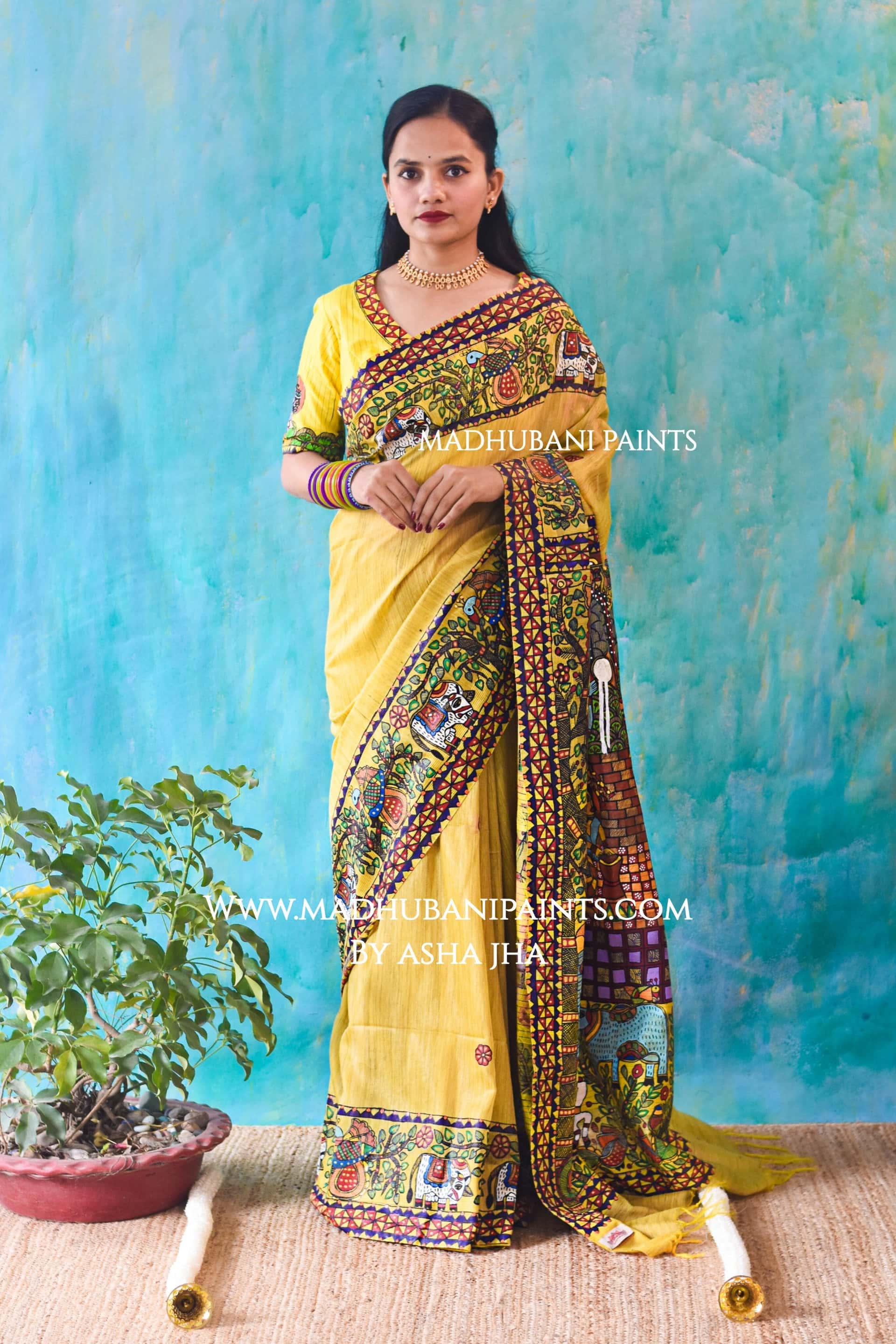 NAANDLAAL KANHAIYA Handpainted Madhubani Chanderi Silk Saree — image 9 of 9
