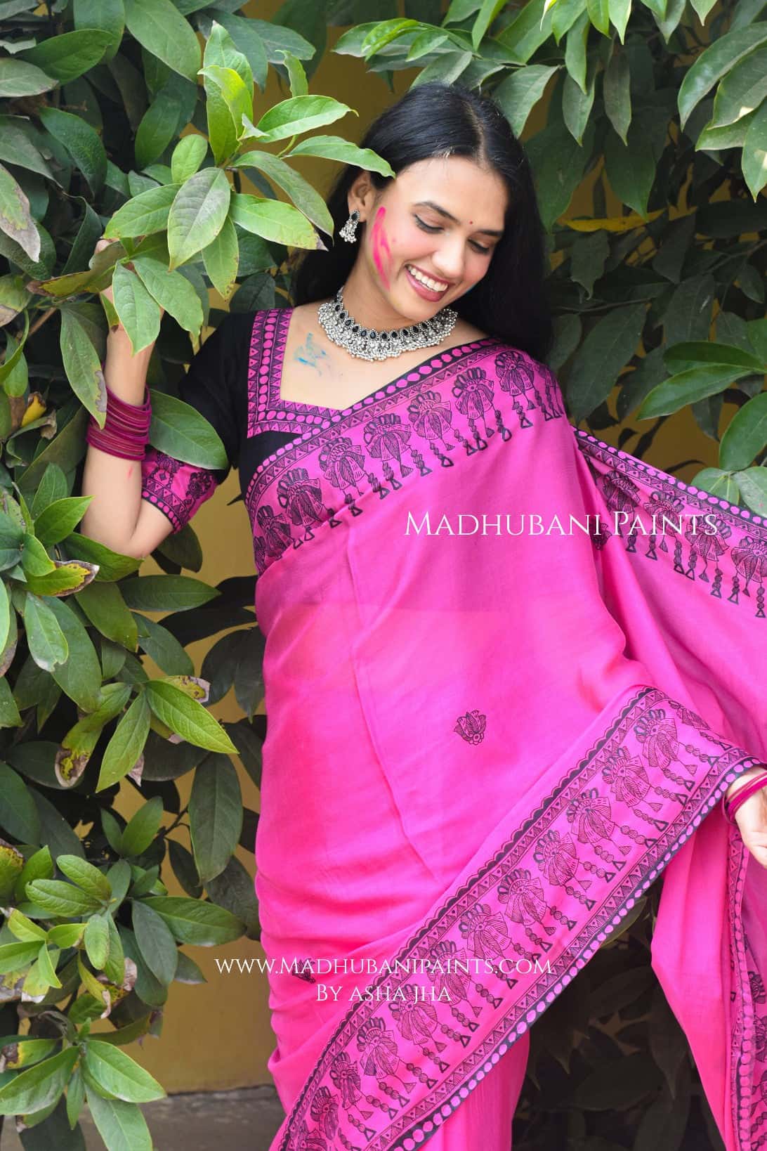 KUMUDINI Hand-painted Madhubani Chiffon Saree Blouse Set — image 8 of 8