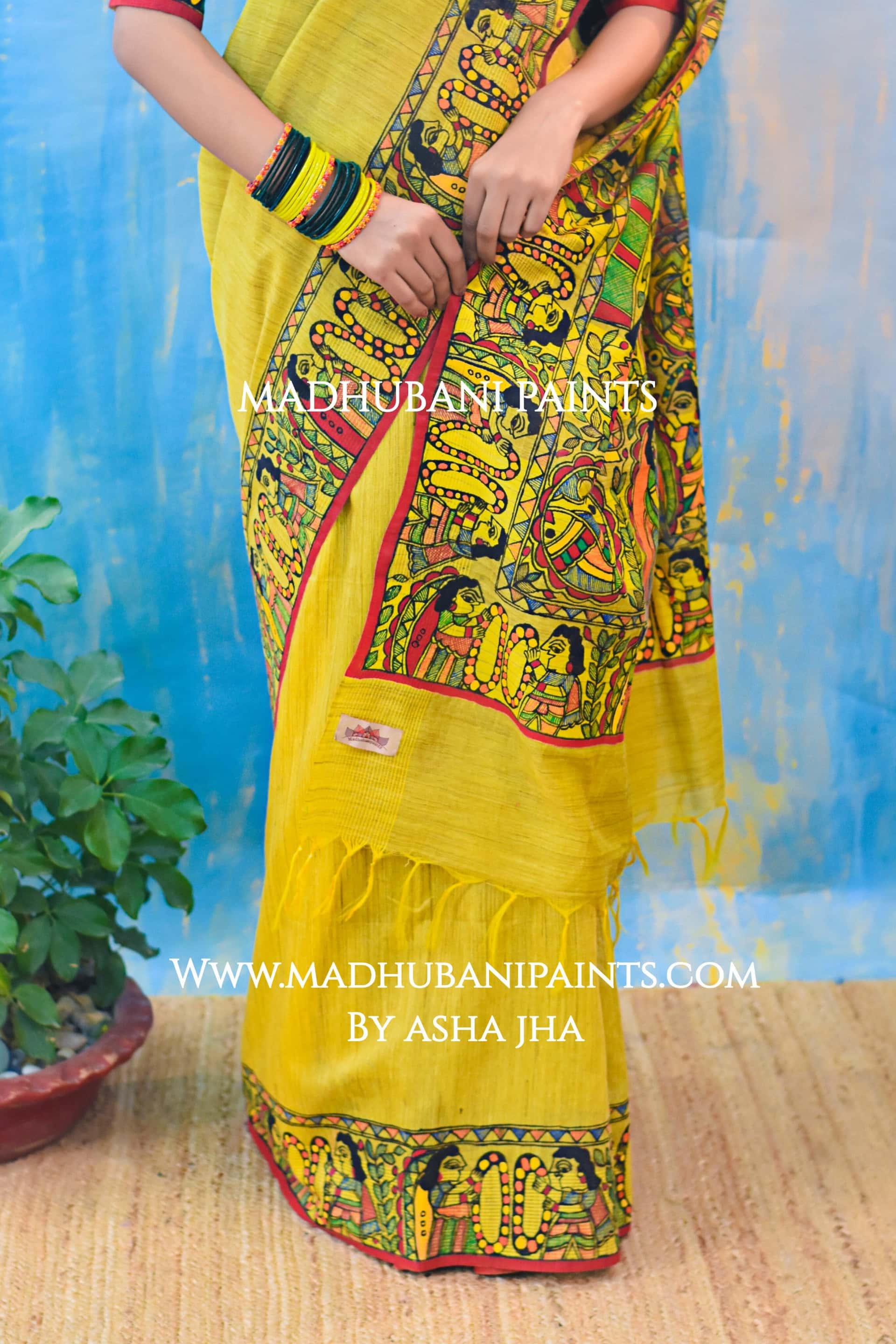 SUHAGAN Handpainted Madhubani Chanderi Saree — image 3 of 6
