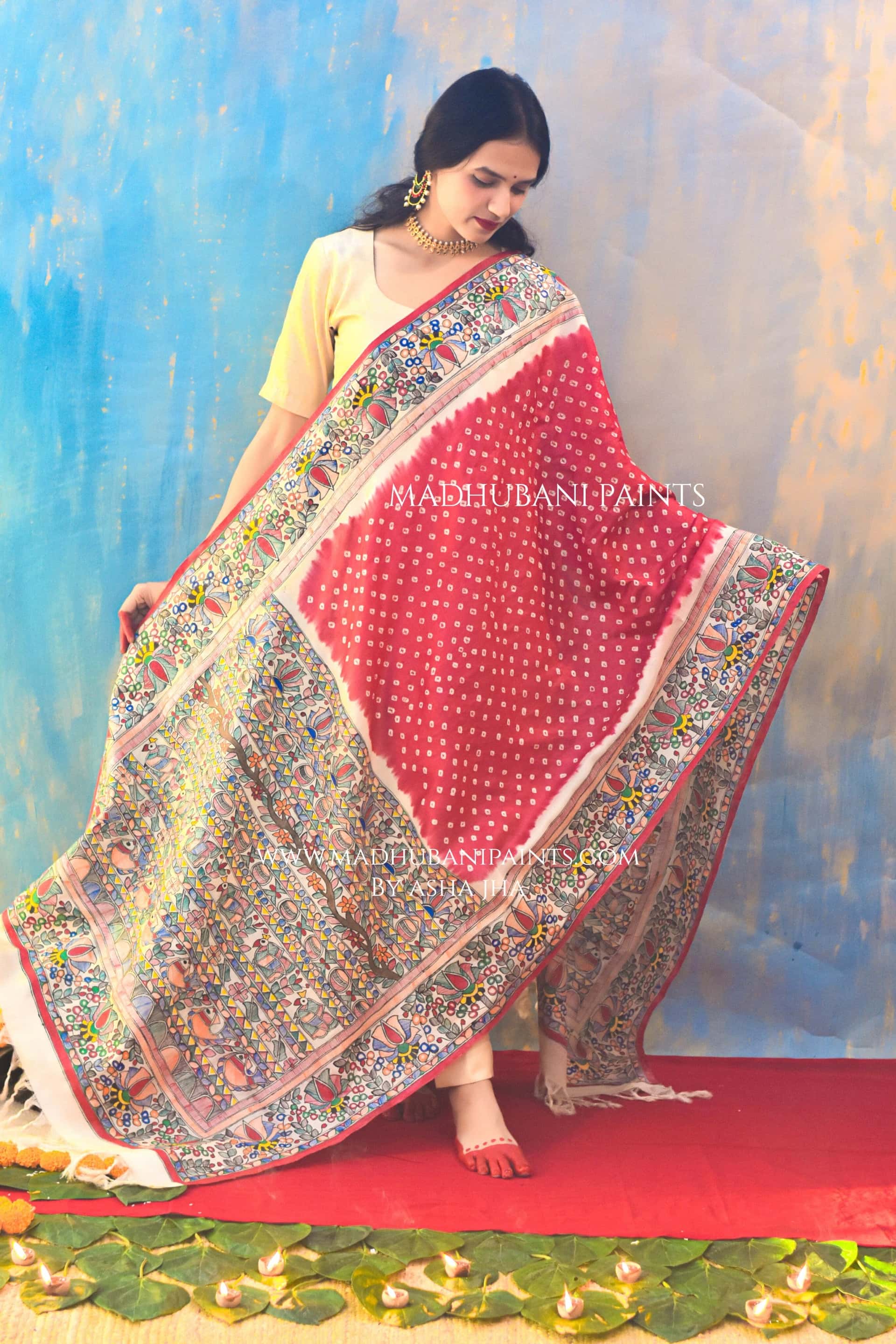 Laal Mithila Bandhini Dupatta — image 2 of 3