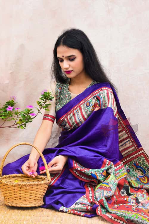 'DEVI' Handpainted Madhubani Tussar Silk Blouse — image 5 of 6