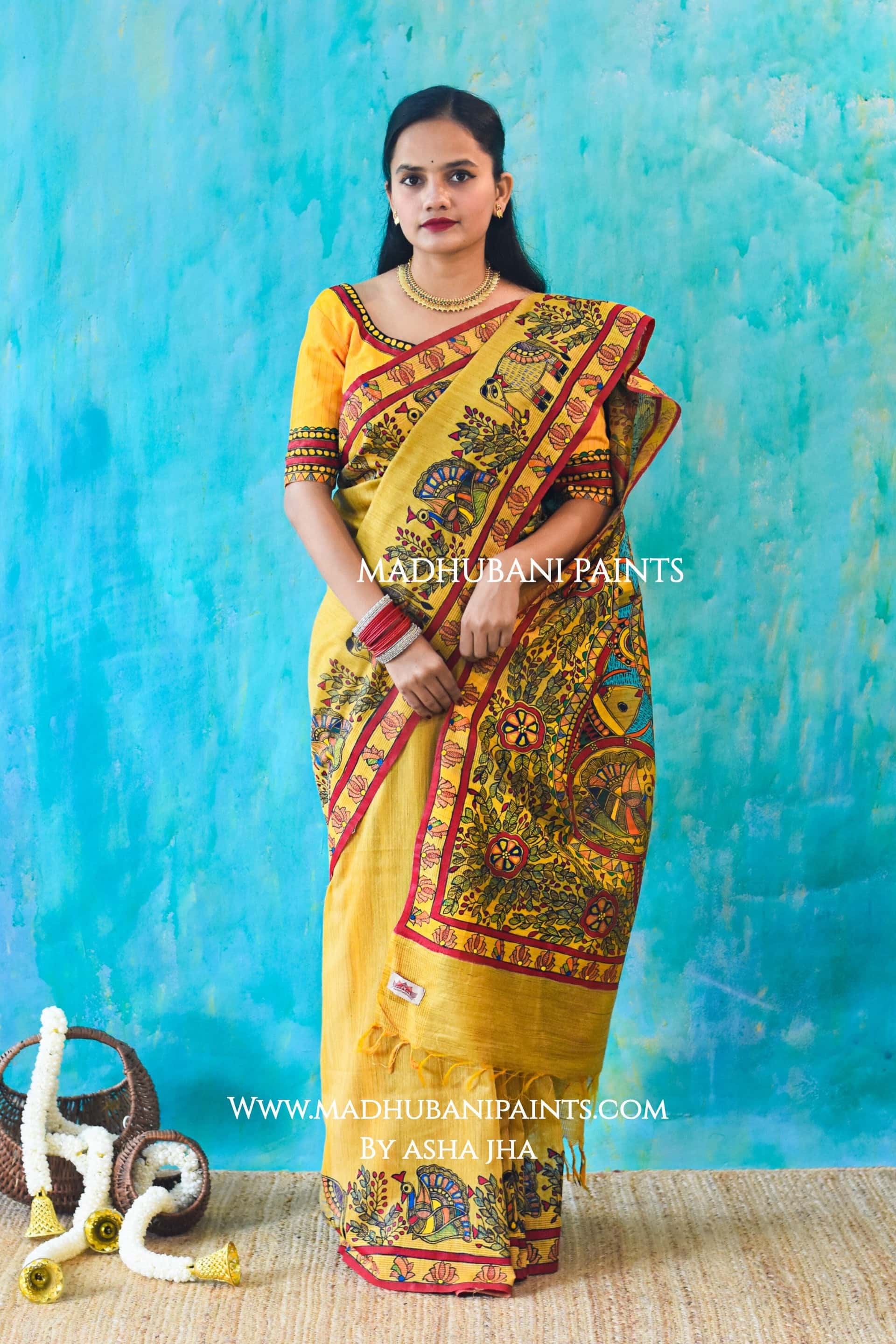 ANANYA Handpainted Madhubani Chanderi Saree Blouse Set — image 3 of 10