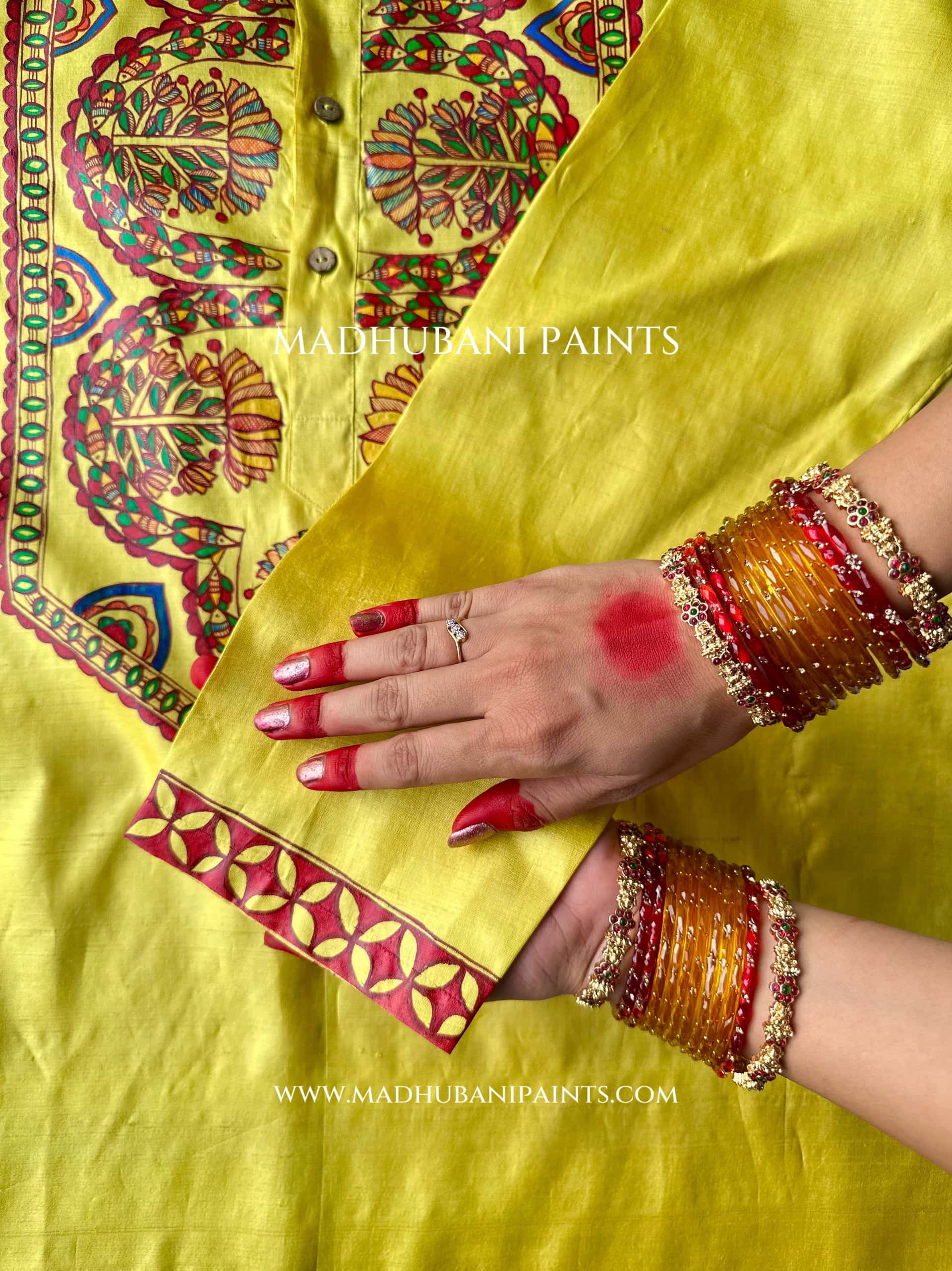 UPNAYAN Hand-painted Handloom Men's Tussar Silk Kurta — image 3 of 3