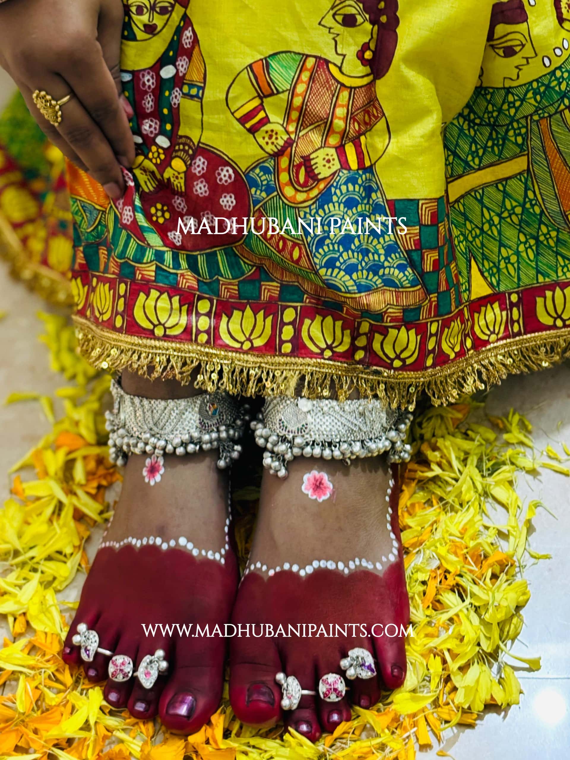 MITHILA VIVAH SINDOORDAAN Hand-painted Madhubani Tussar Silk Saree Blouse Set — image 3 of 9