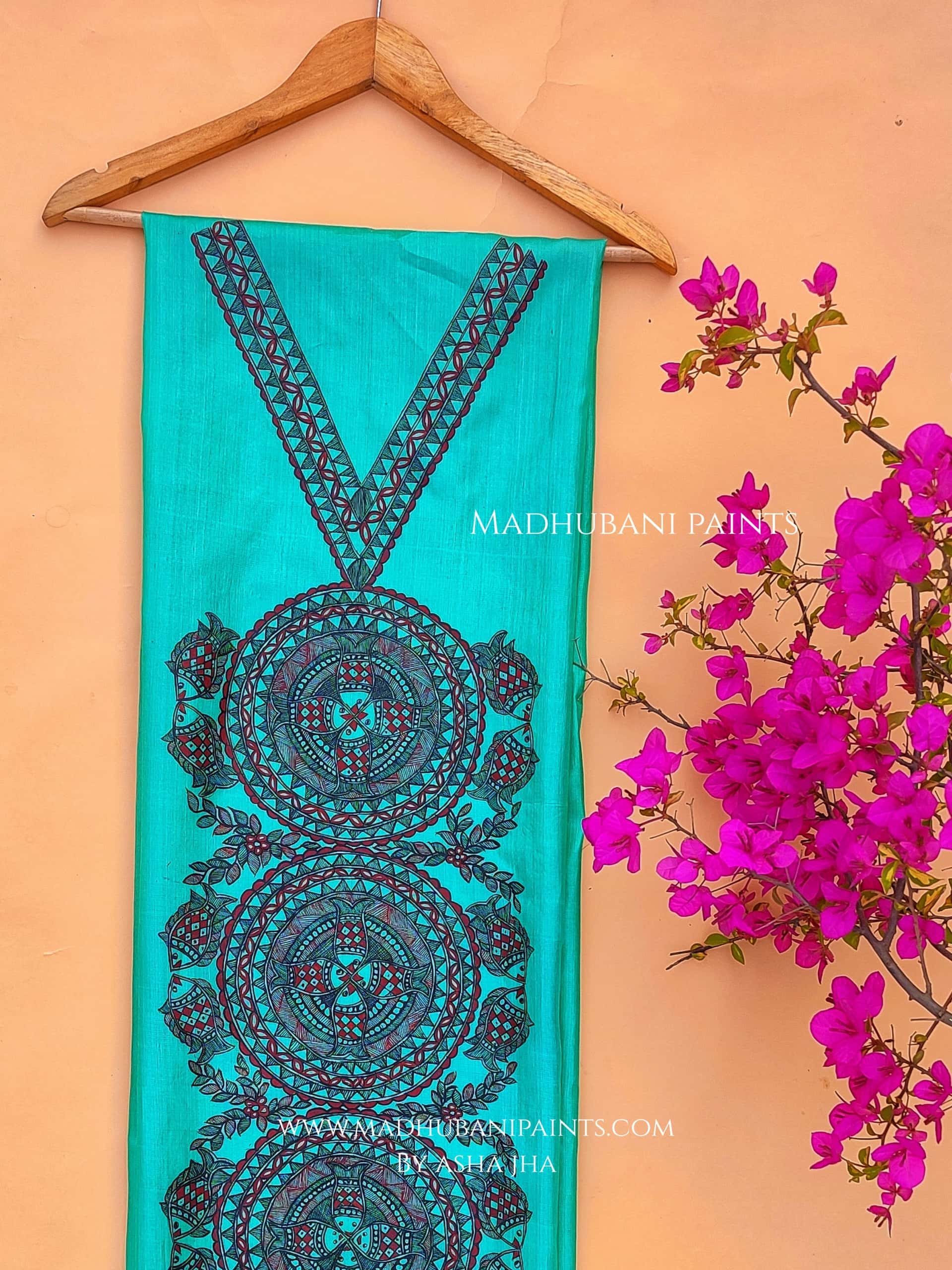 SURMAI MANDARA Hand-painted Unstitched Handloom Tussar Silk Kurta — image 2 of 3