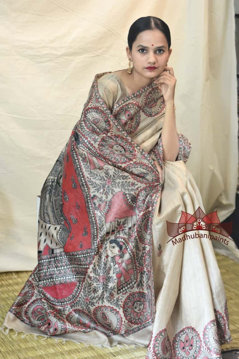 Maa Ambe Handpainted Durga Saree — image 3 of 6