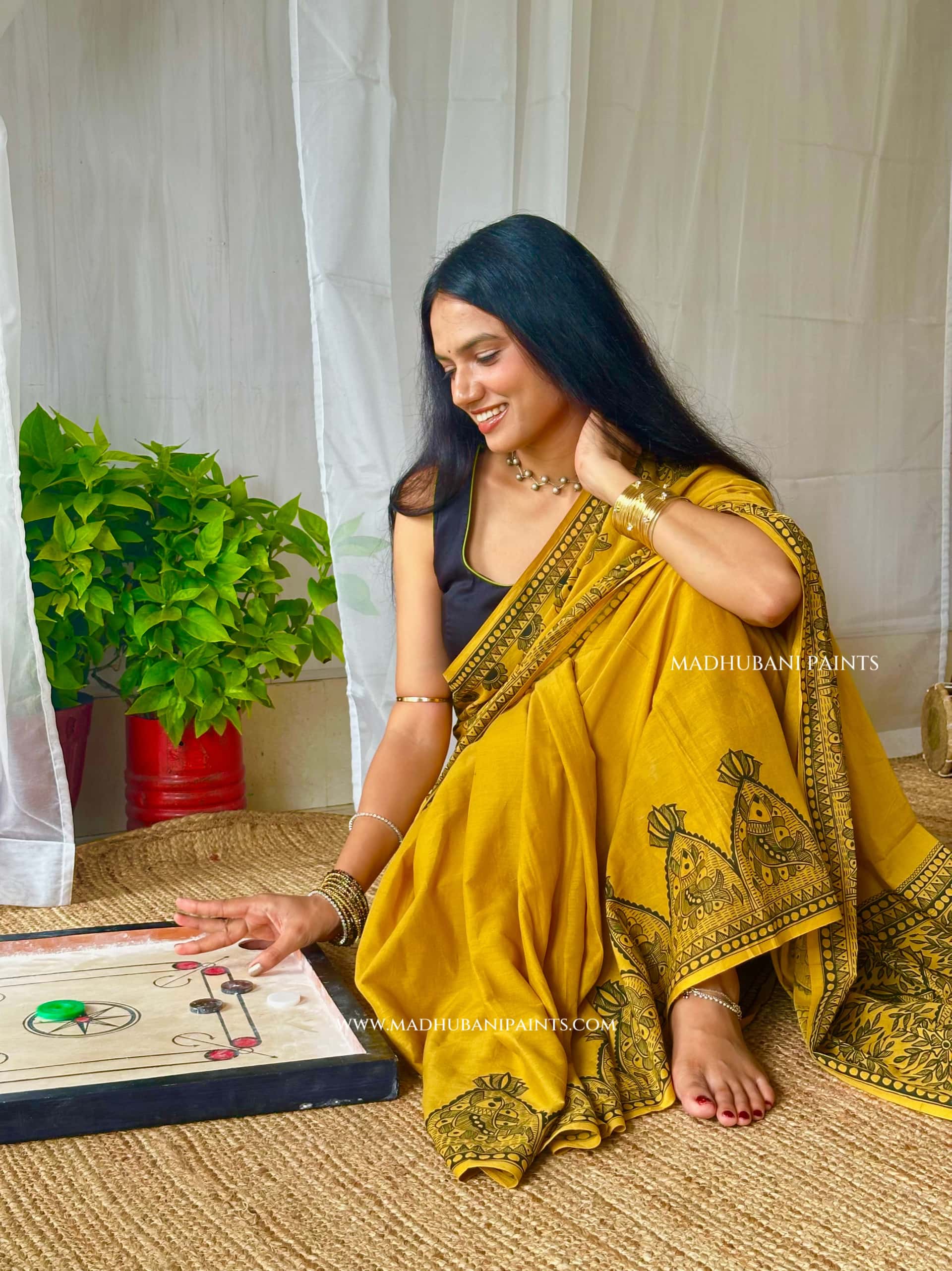 SAGAR Handpainted Madhubani Cotton Saree — image 2 of 8