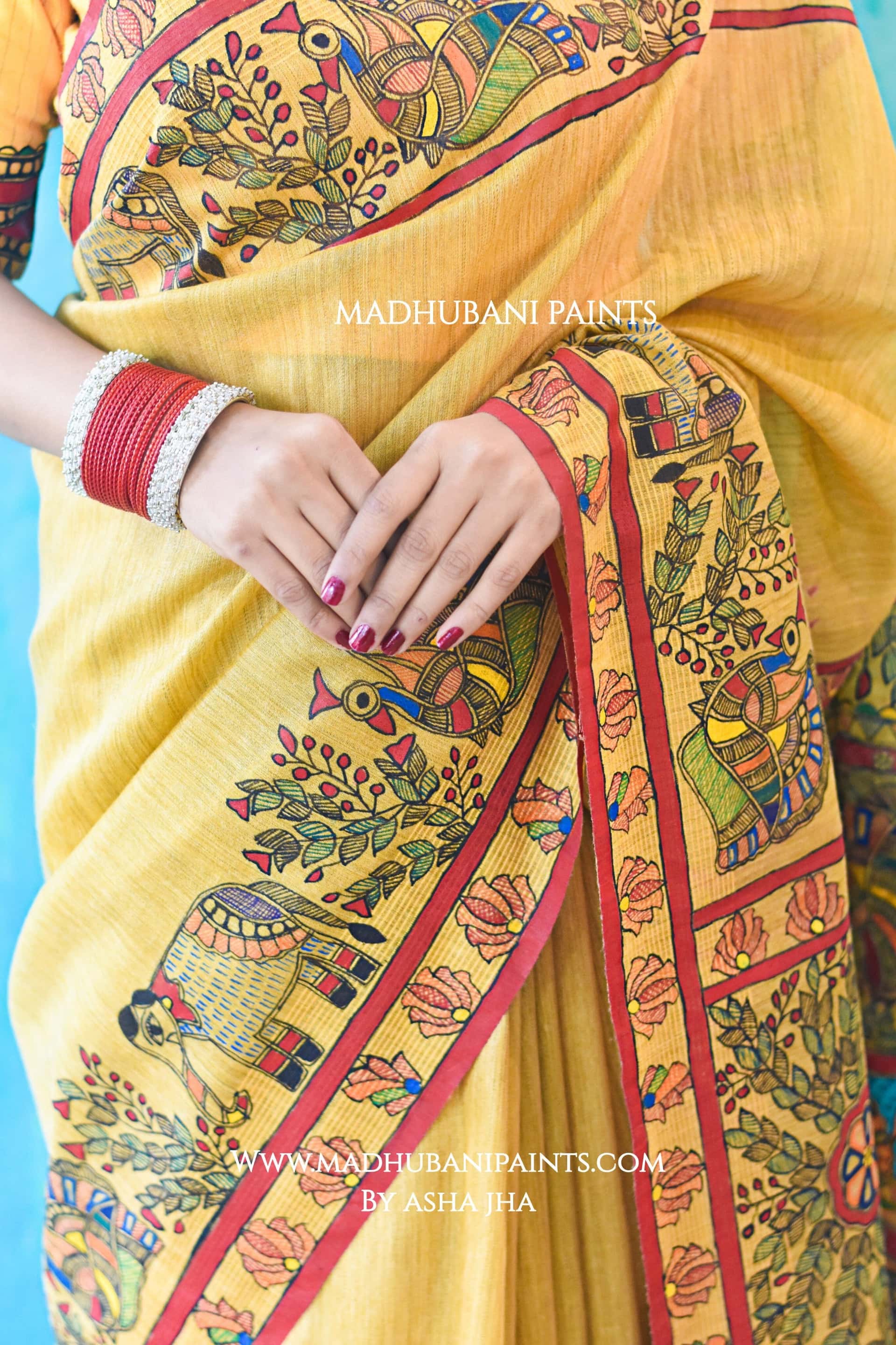 ANANYA Handpainted Madhubani Chanderi Saree Blouse Set — image 8 of 10