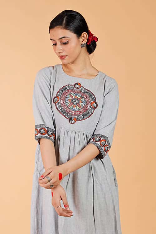 'Mandara' Handpainted Madhubani Dress — image 8 of 9