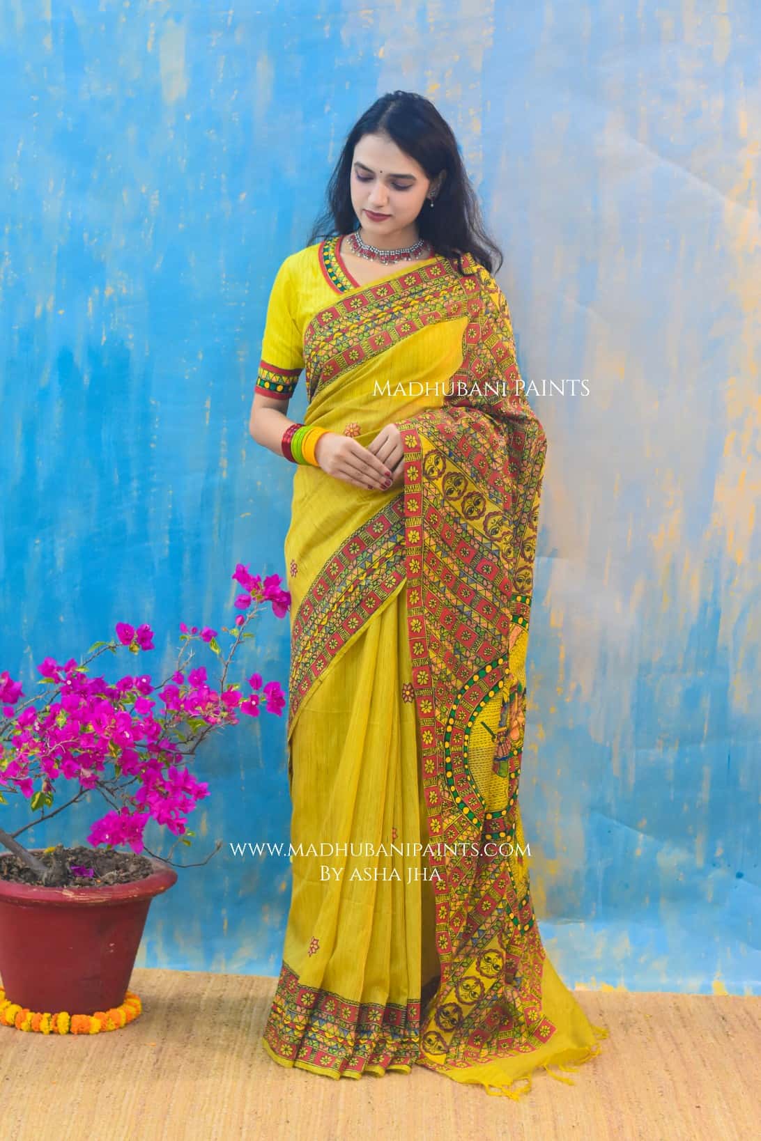 RADHA ROOPAVALI Hand-painted Madhubani Chanderi Saree Blouse Set — image 5 of 6