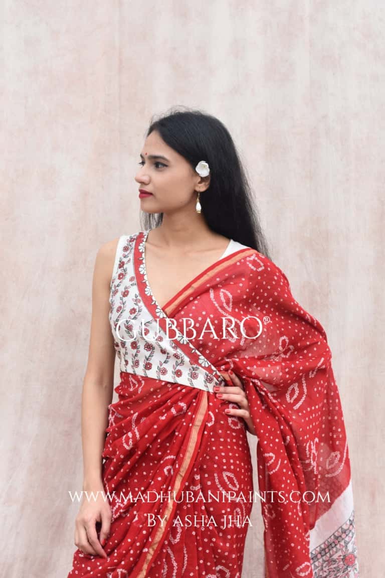 'ANANTAA' Handpainted Madhubani Chanderi Silk Blouse — image 2 of 5