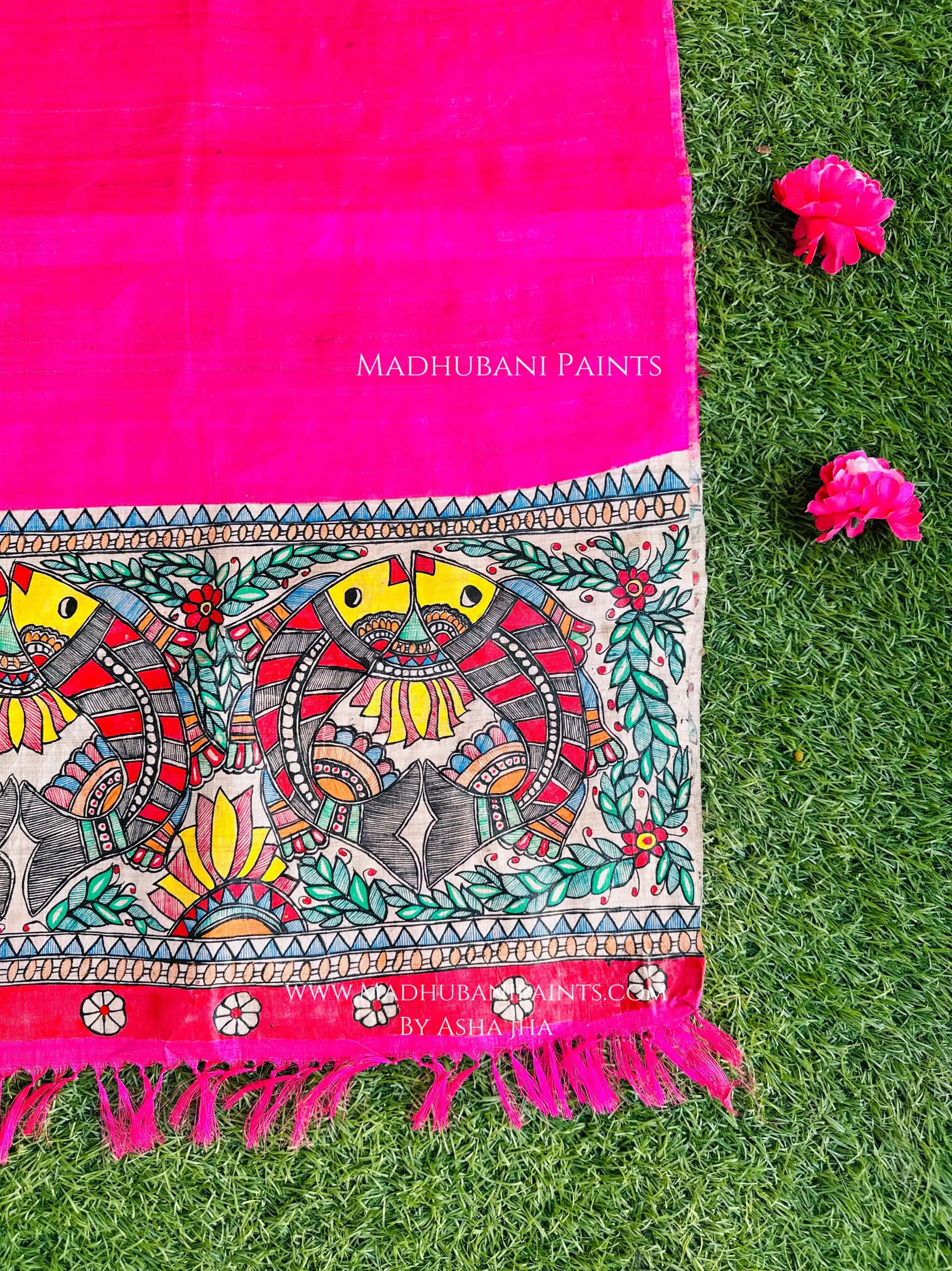 Mithila Surmai Tussar Silk Stole — image 2 of 2
