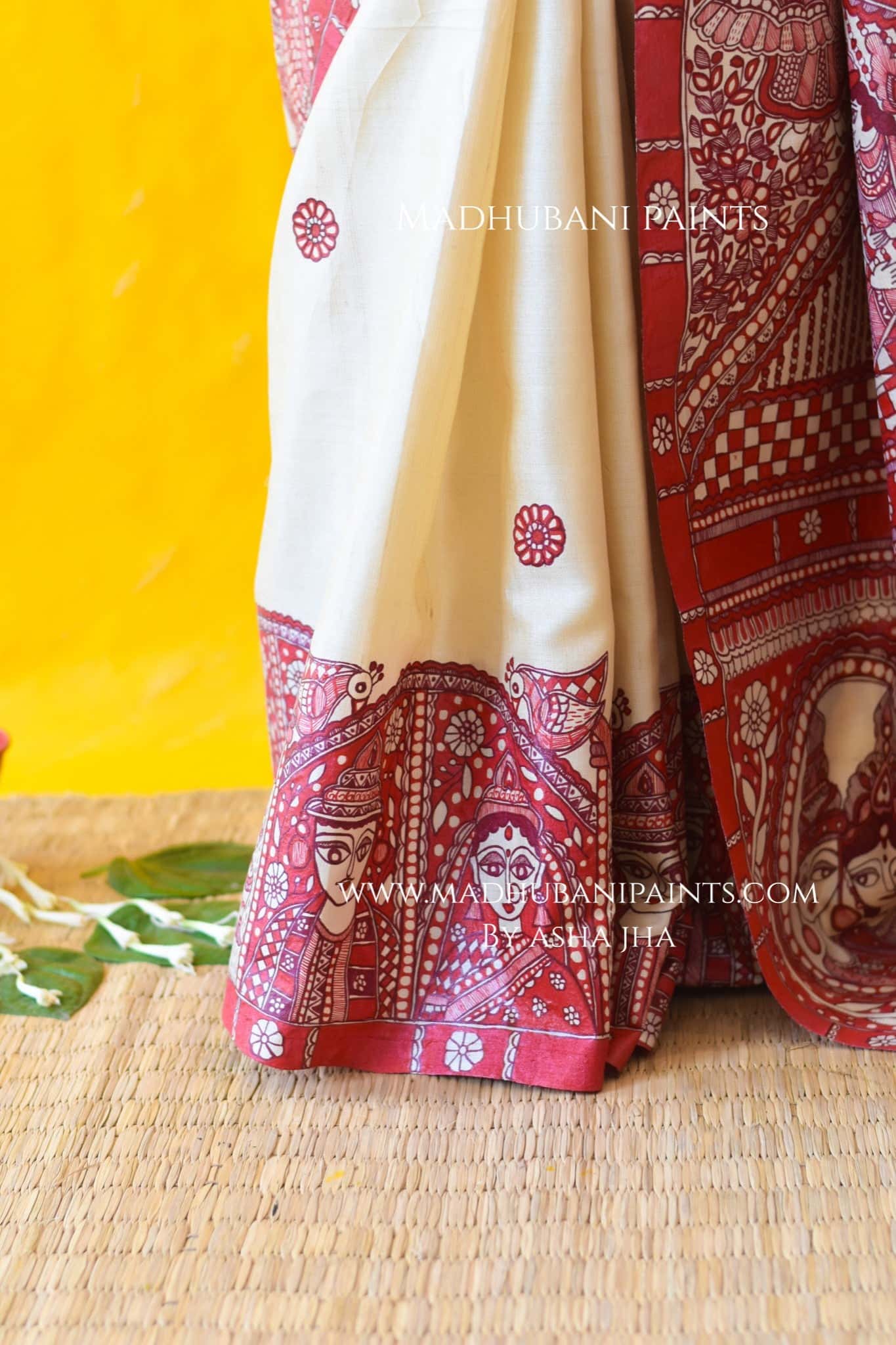 MADHUBANI MANGALYA Hand-painted Madhubani Tussar Silk Saree — image 3 of 8