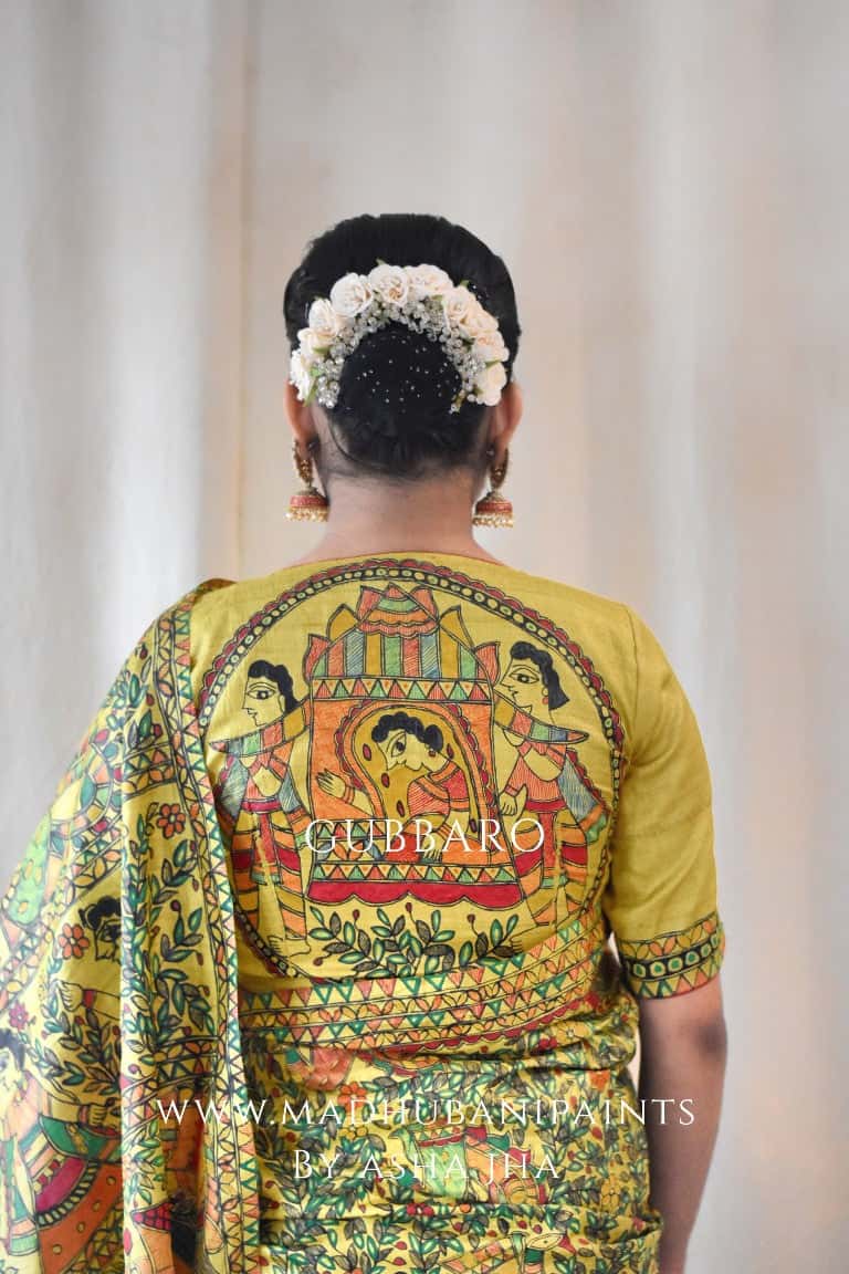 'GAUNA' Handpainted Madhubani Tussar Silk Blouse — image 2 of 5