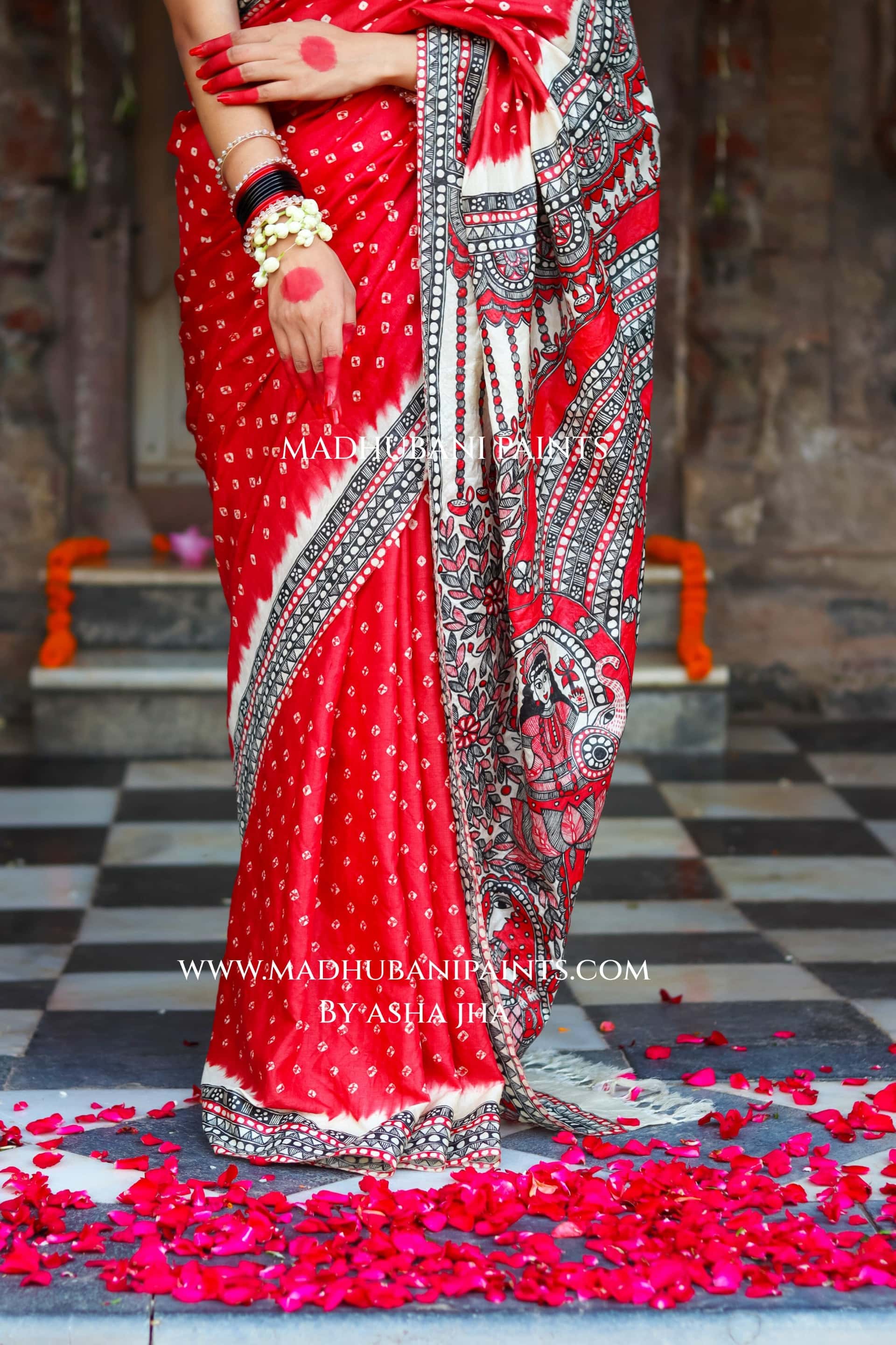 TRINETRA Handpainted Tussar Silk Madhubani Saree — image 6 of 9
