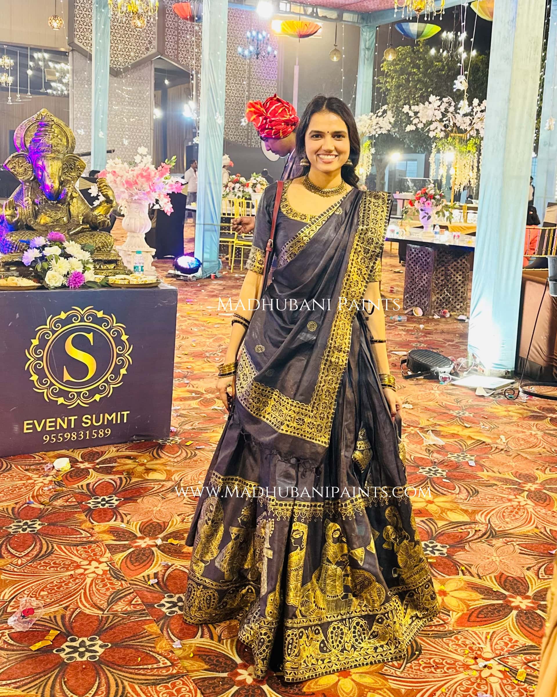 MANOHAR SANGEET Hand-painted Madhubani Lehnga — image 9 of 15