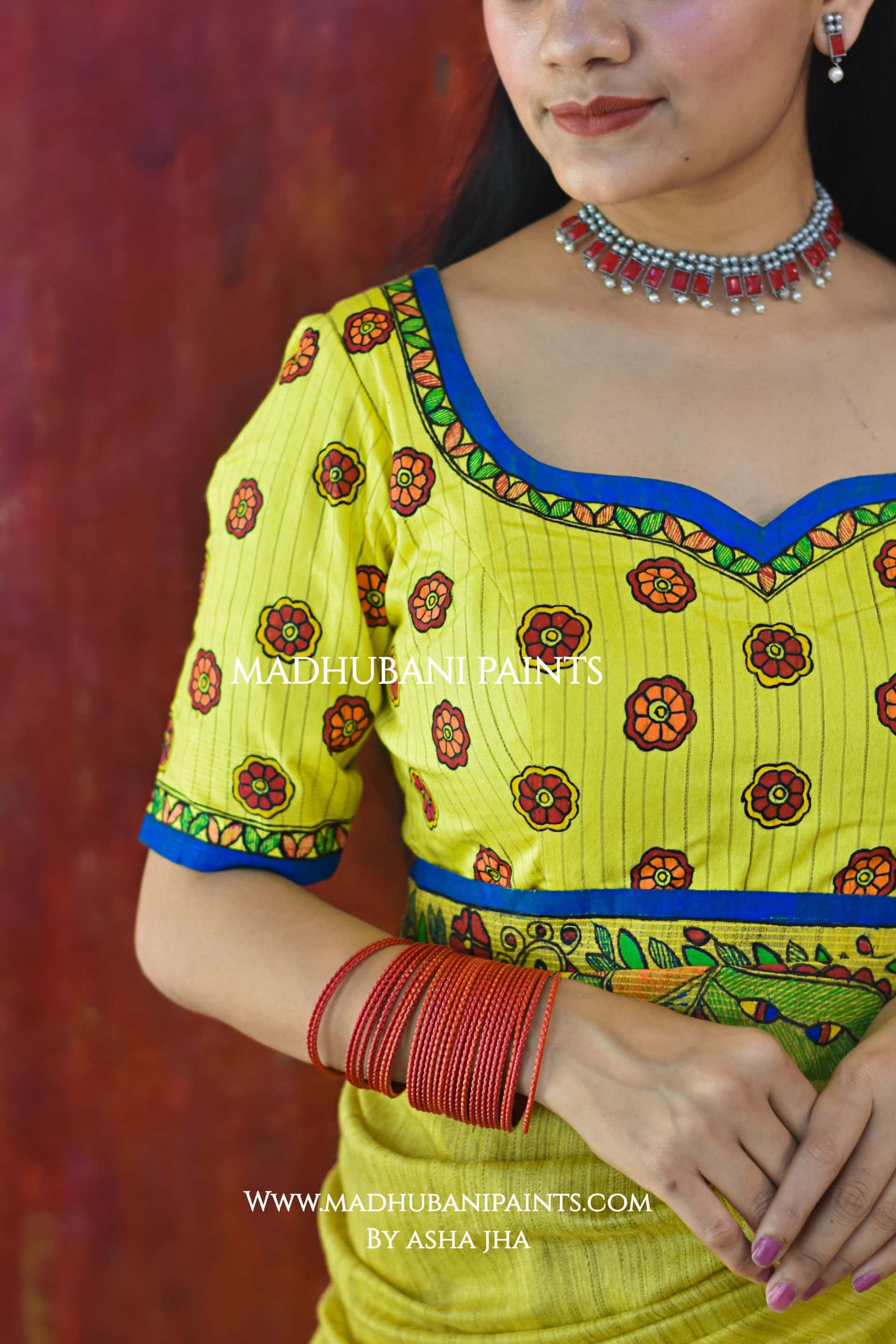 BRAJ KI BELA Hand-painted Madhubani Chanderi Blouse — image 3 of 4