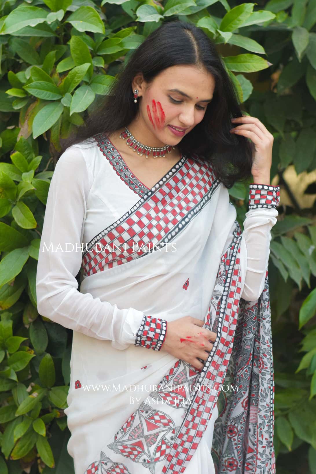 KALRAV Hand-painted Madhubani Georgette Blouse — image 2 of 3