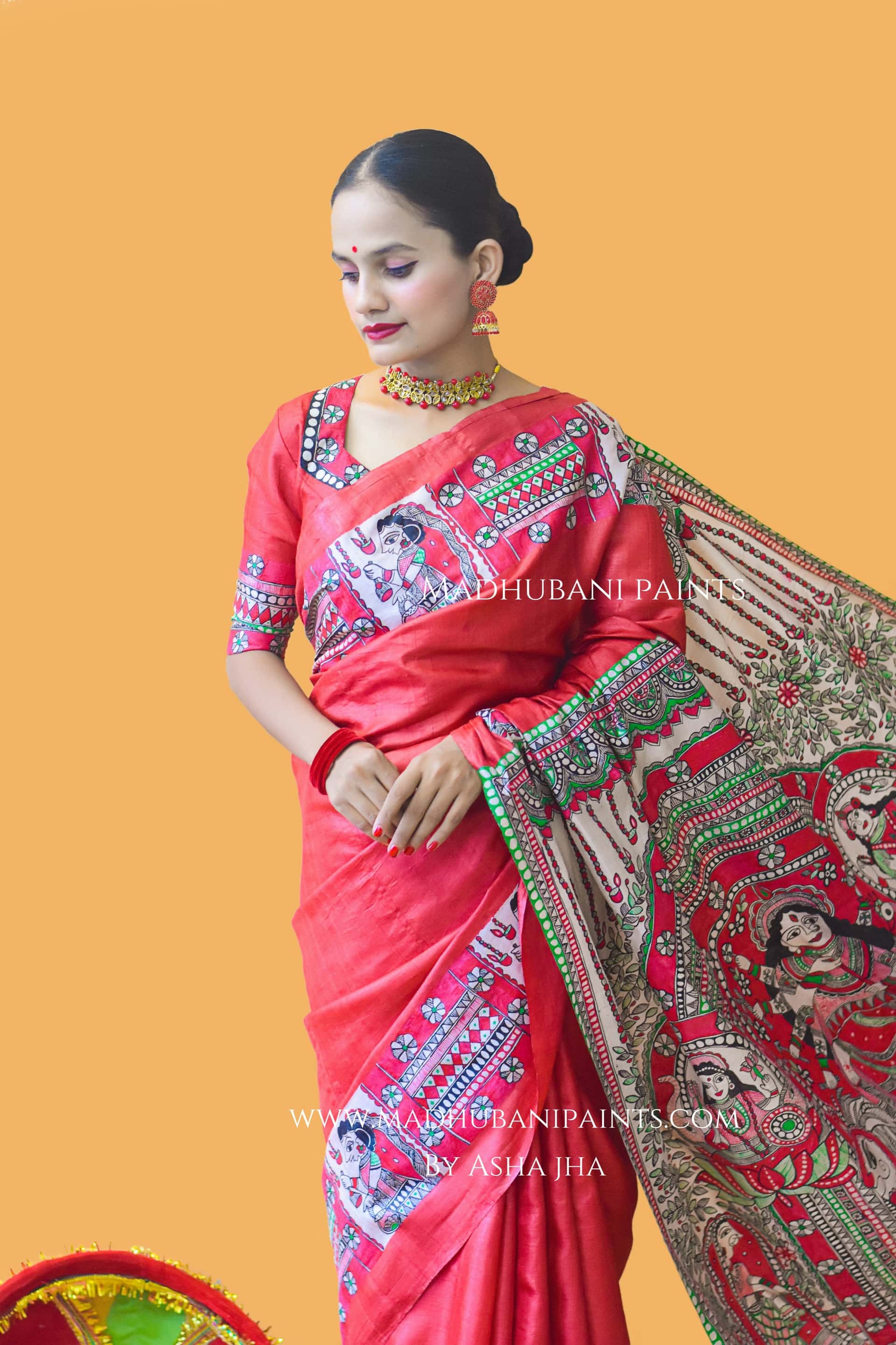 LAAL NARAYANI Hand-painted Tussar Silk Saree — image 3 of 8