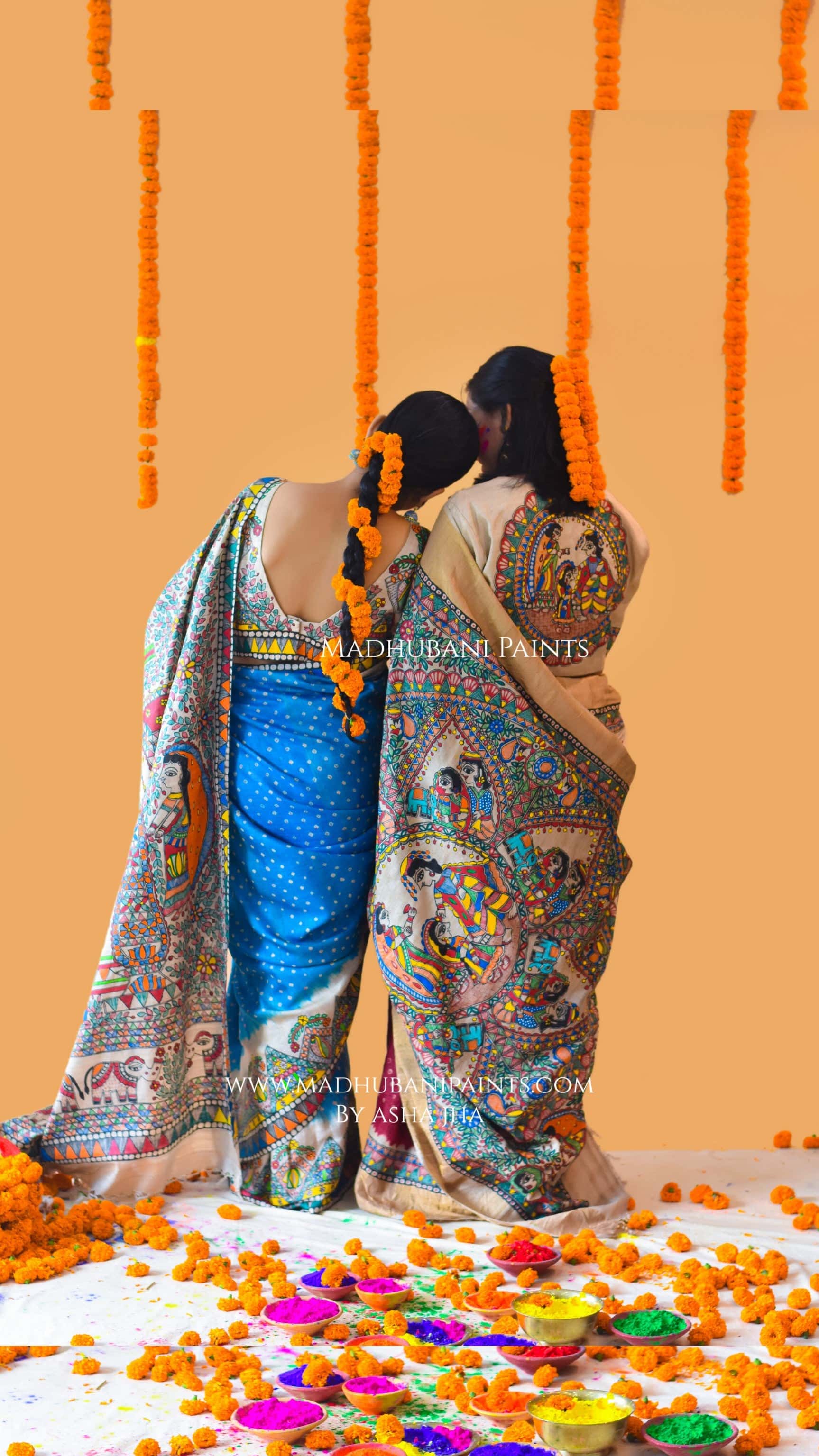 VANDURGA Hand-painted Madhubani Bandhini Saree — image 8 of 8