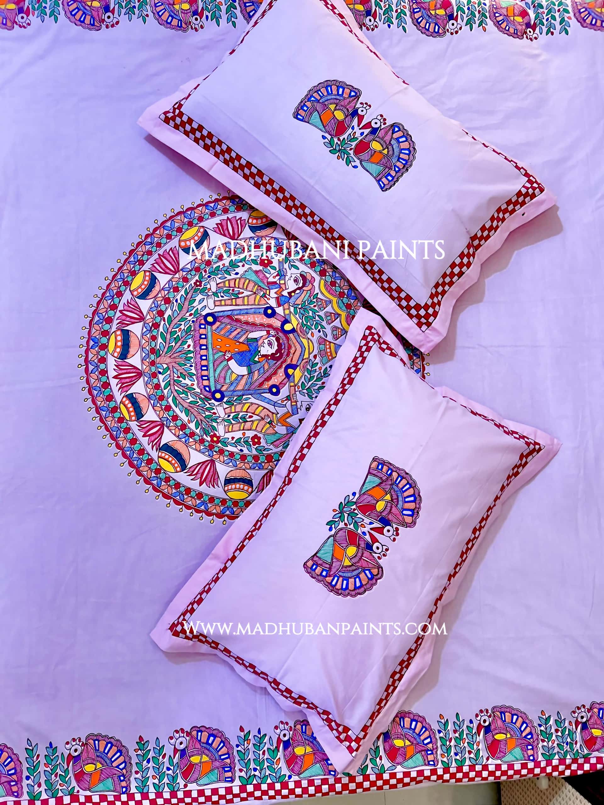 DOLI KA HAAR Hand-painted Bedsheet With Pillow Cover — image 2 of 6