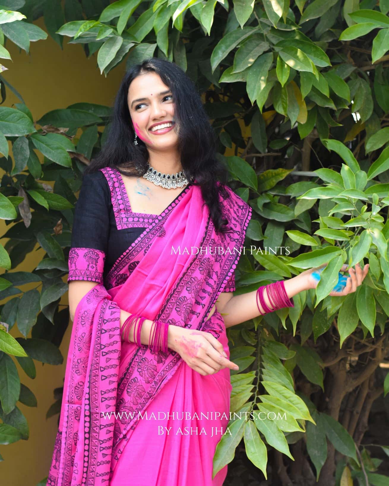 KUMUDINI Hand-painted Madhubani Chiffon Saree — image 6 of 8