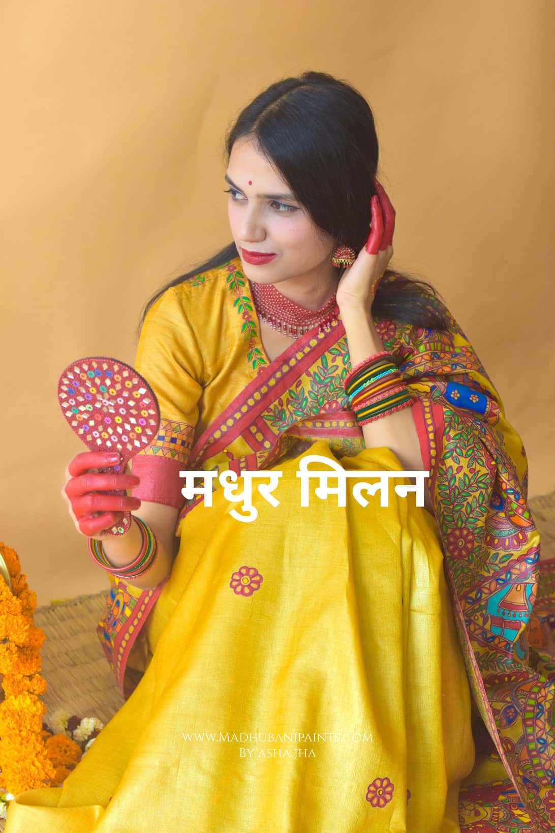 Madhur Milan Hand-painted Madhubani Tussar Silk Blouse — image 3 of 5