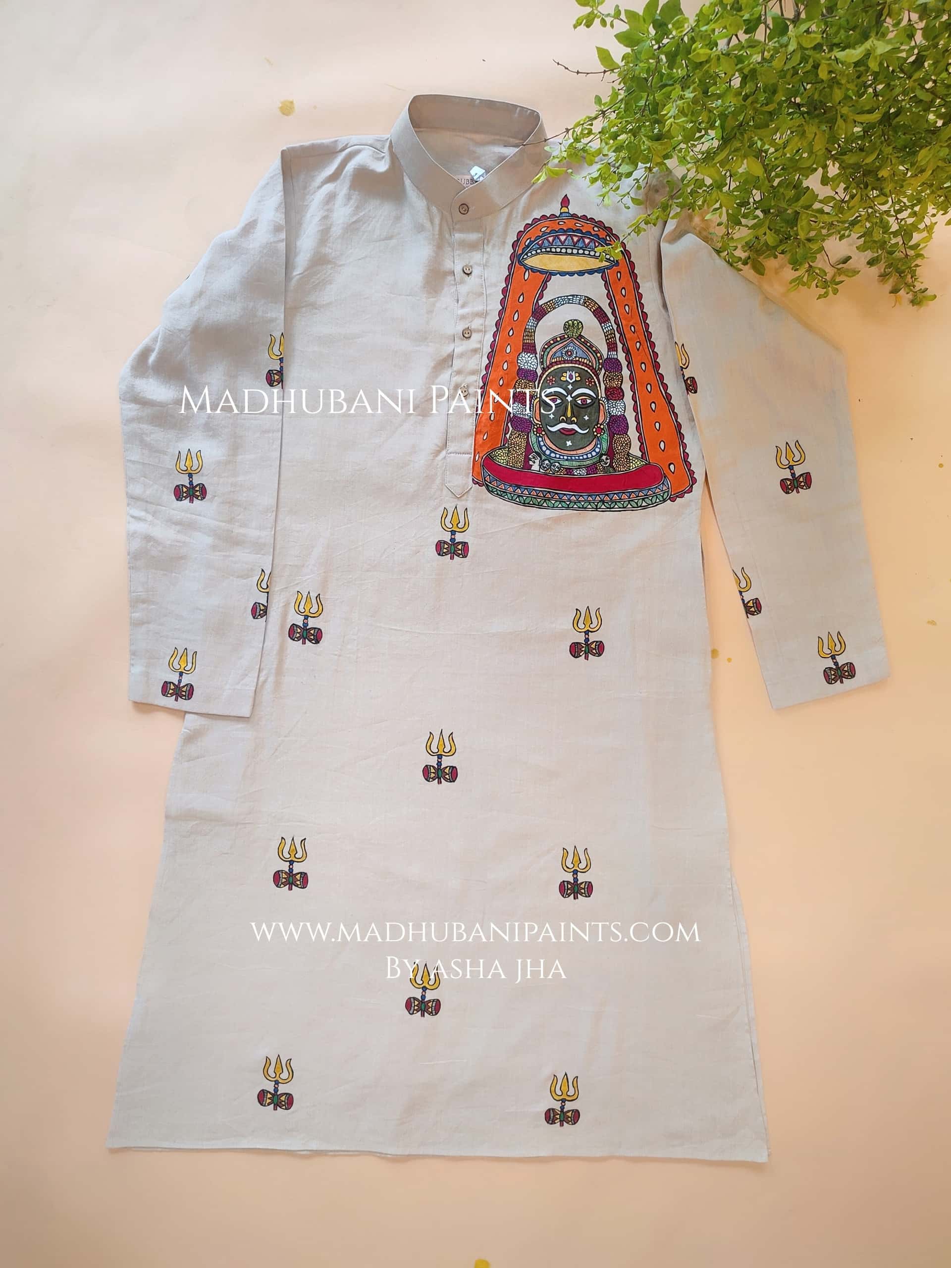 KAAL BHAIRAV Hand-painted Handloom Men's Cotton Kurta — image 2 of 4