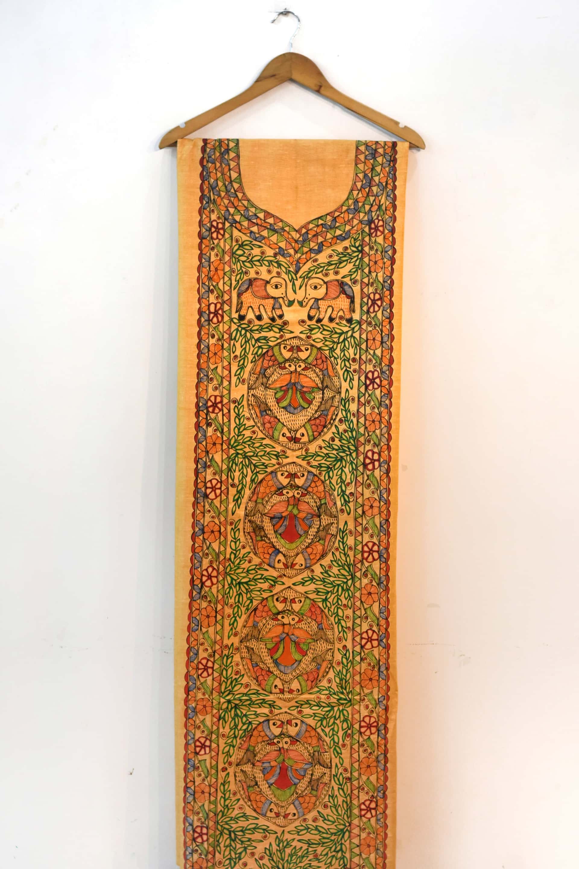 Gajanand Hand-painted Madhubani Painting Cotton Unstitched Kurta — image 2 of 2