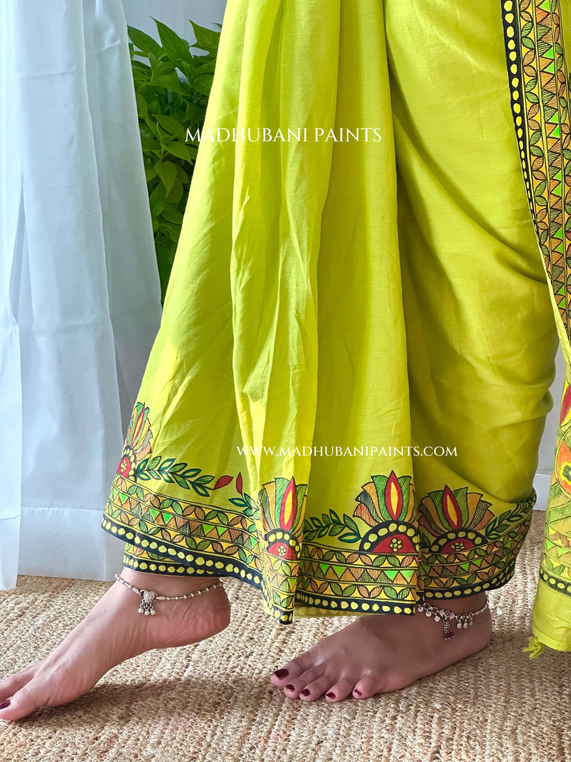 Hara Shringar Handpainted Madhubani Cotton Saree — image 7 of 9