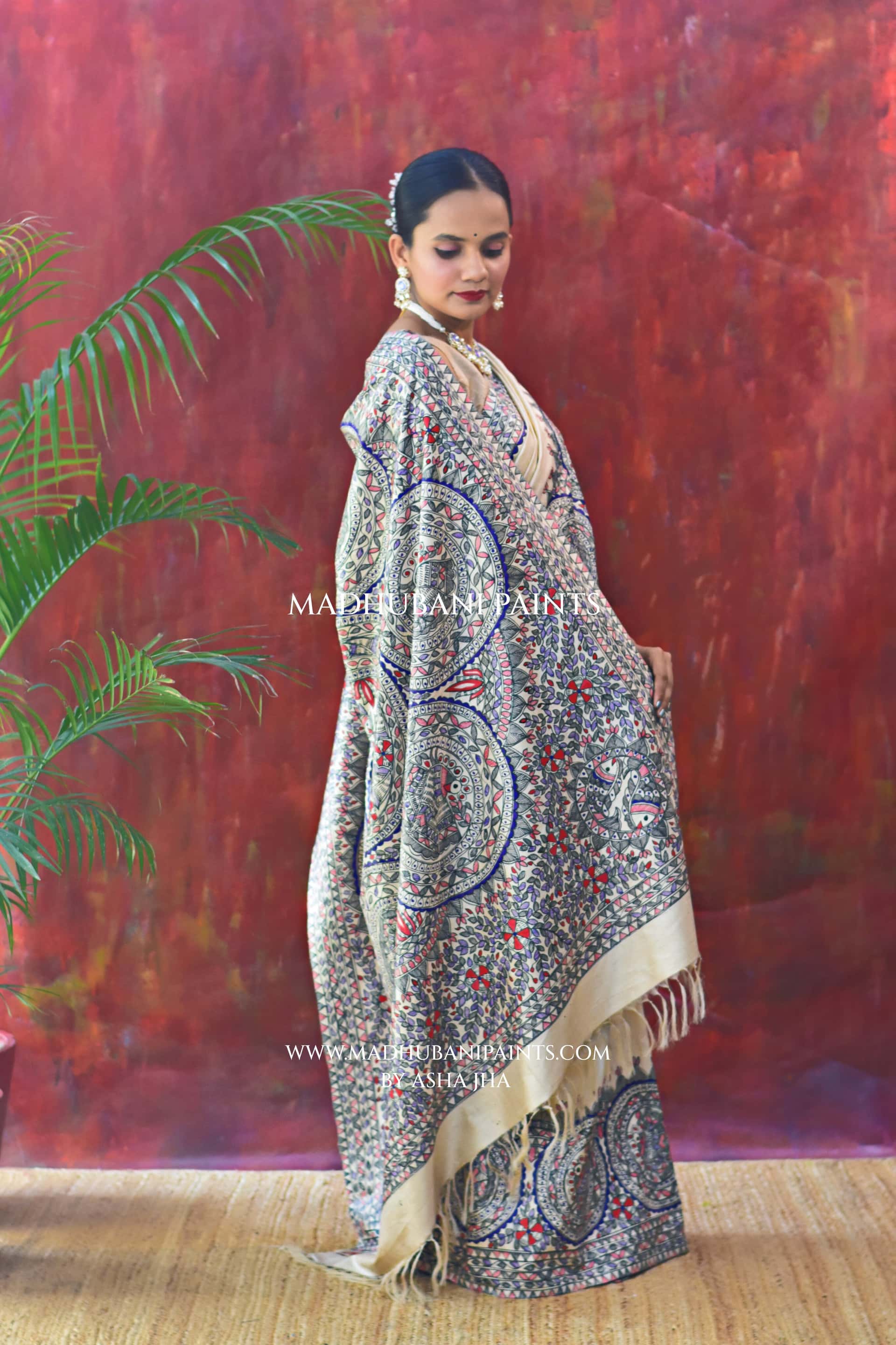 MITHILA Handpainted Madhubani Saree — image 2 of 9