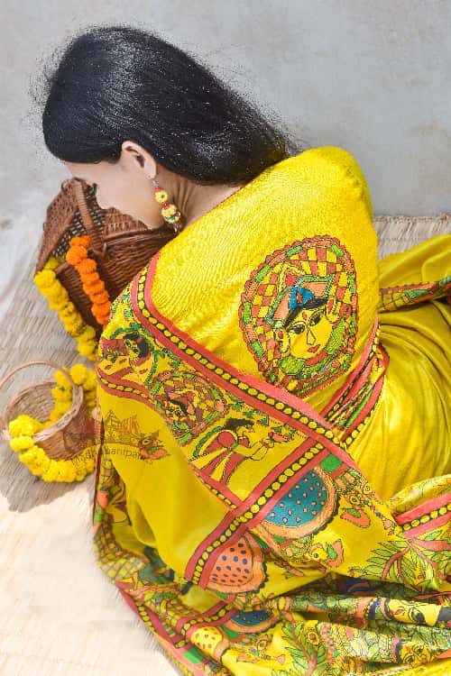 'DIVYANI' Handpainted Madhubani  Tussar Silk Blouse — image 4 of 4