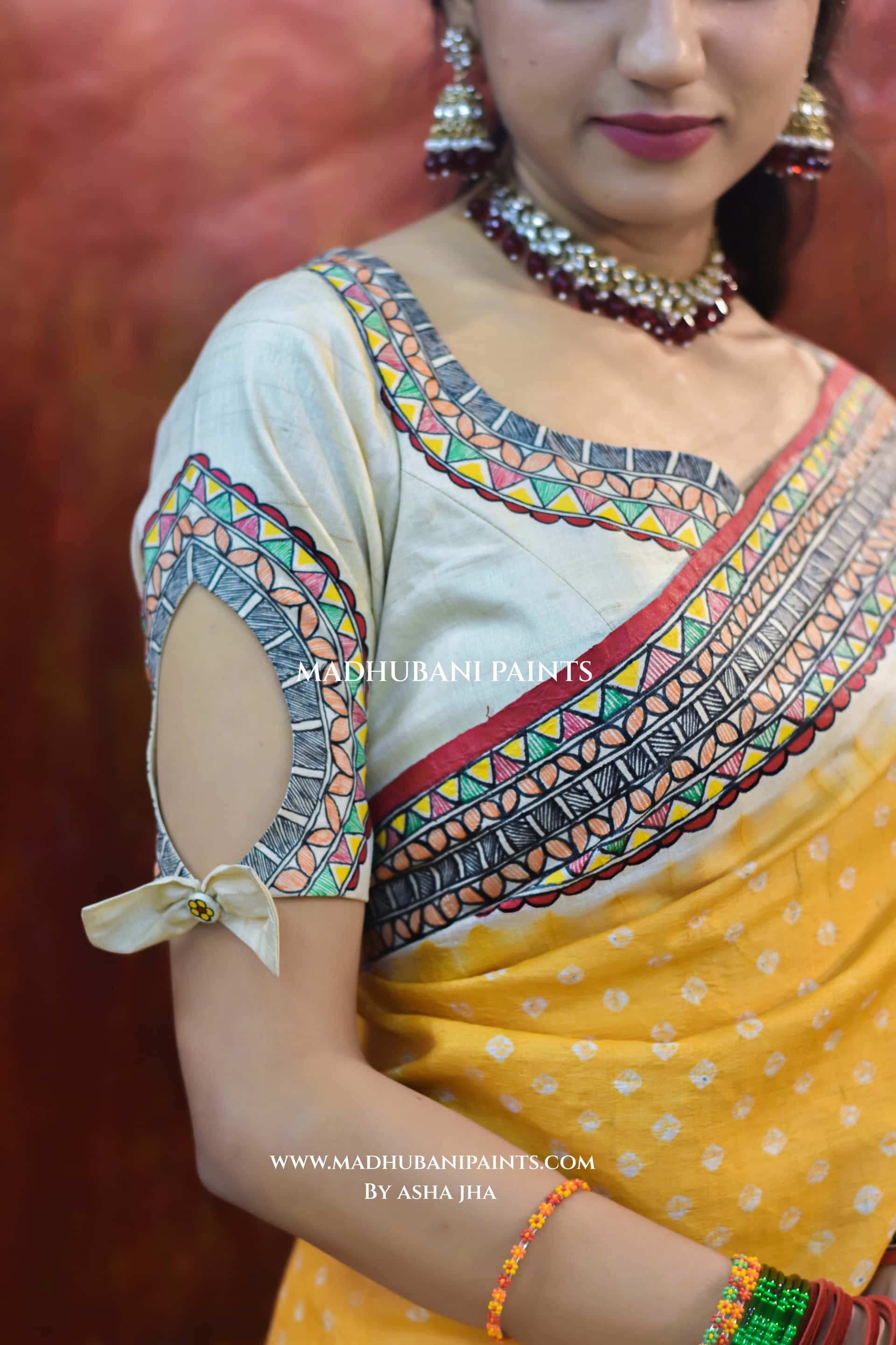 RAM SITA SWAYAMBAR Hand-painted Bandhini Tusaar Silk Blouse — image 3 of 4
