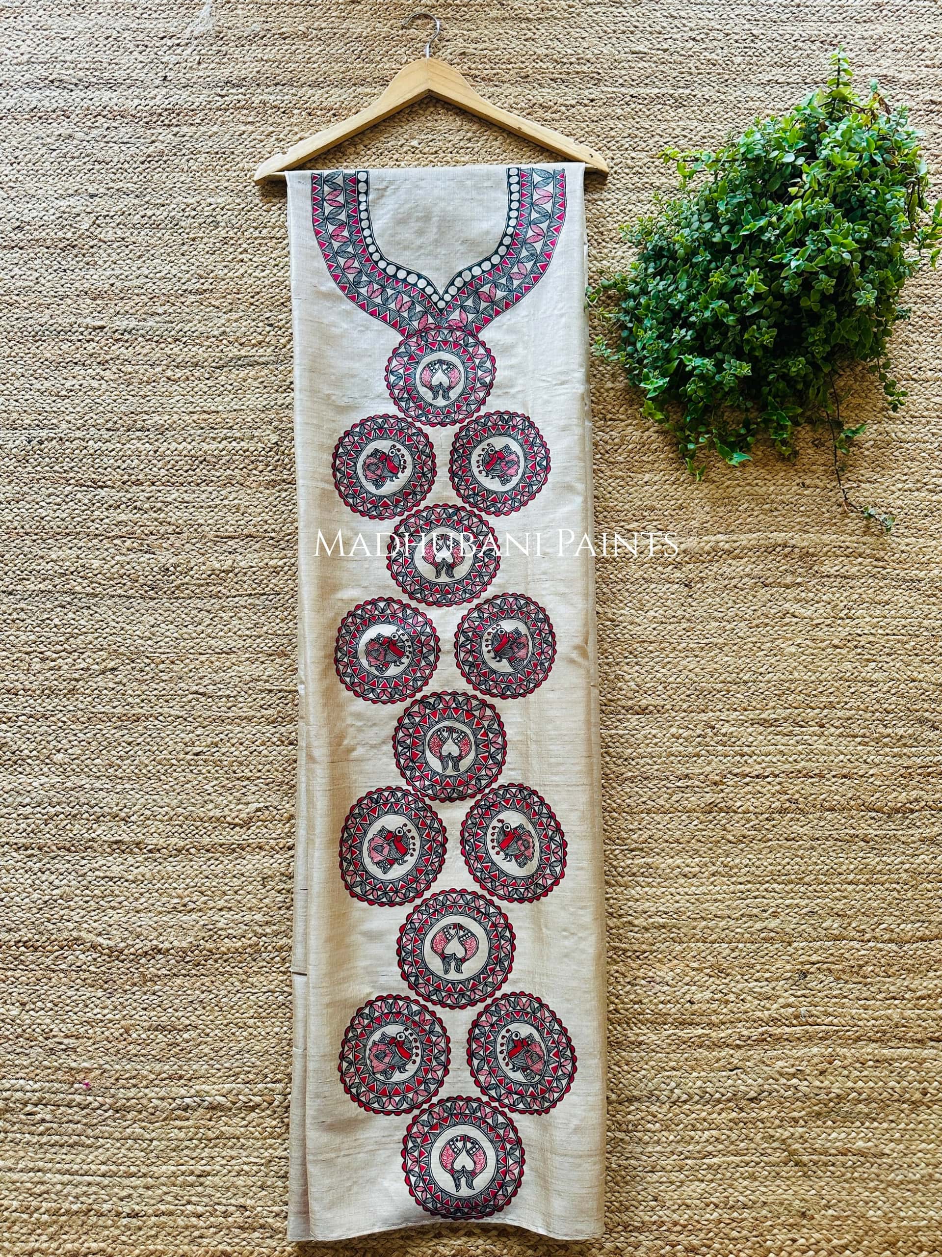 Laal Kaala Tussar Silk Unstitched Kurta — image 2 of 2