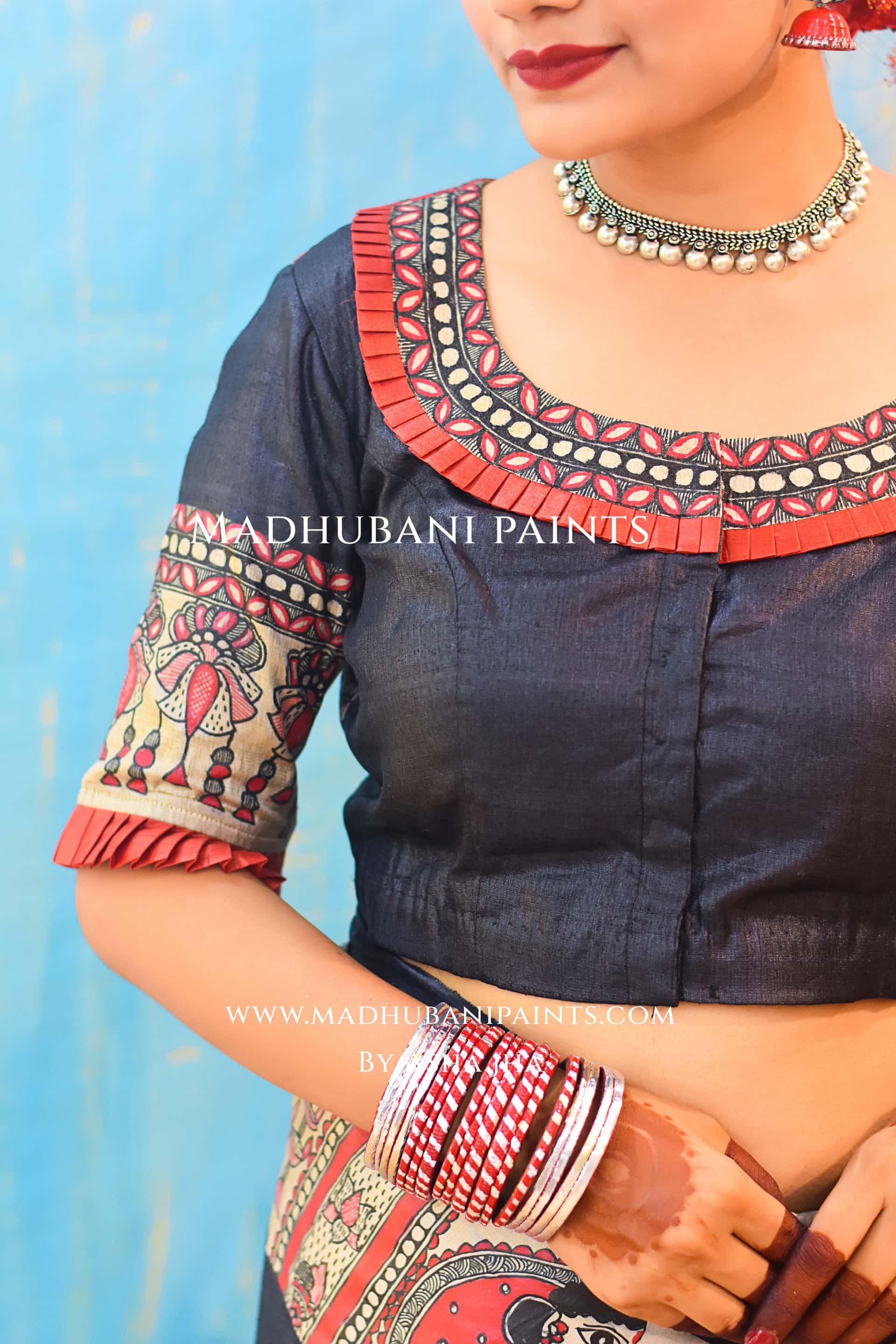 SHAMBHAVI Hand-painted Tussar Silk Blouse — image 2 of 4