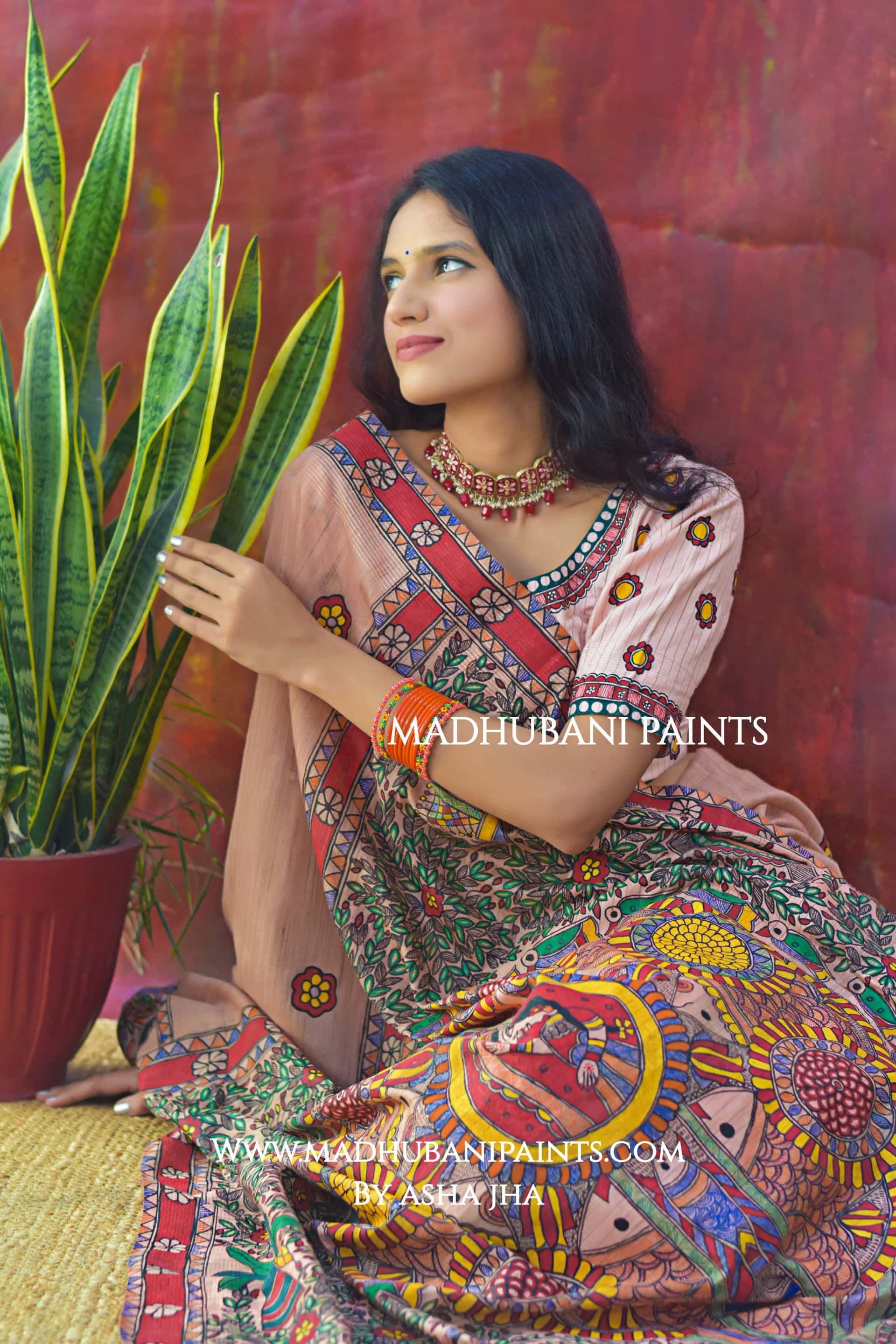 SHRINGAR Handpainted Madhubani Chanderi Saree — image 3 of 8