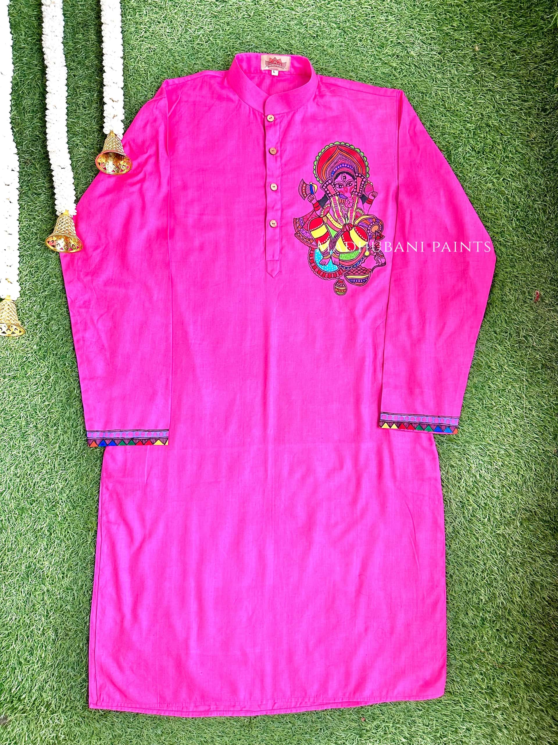 PADMANABHA SAHODARI Hand-painted Handloom Men's Cotton Kurta — image 3 of 4