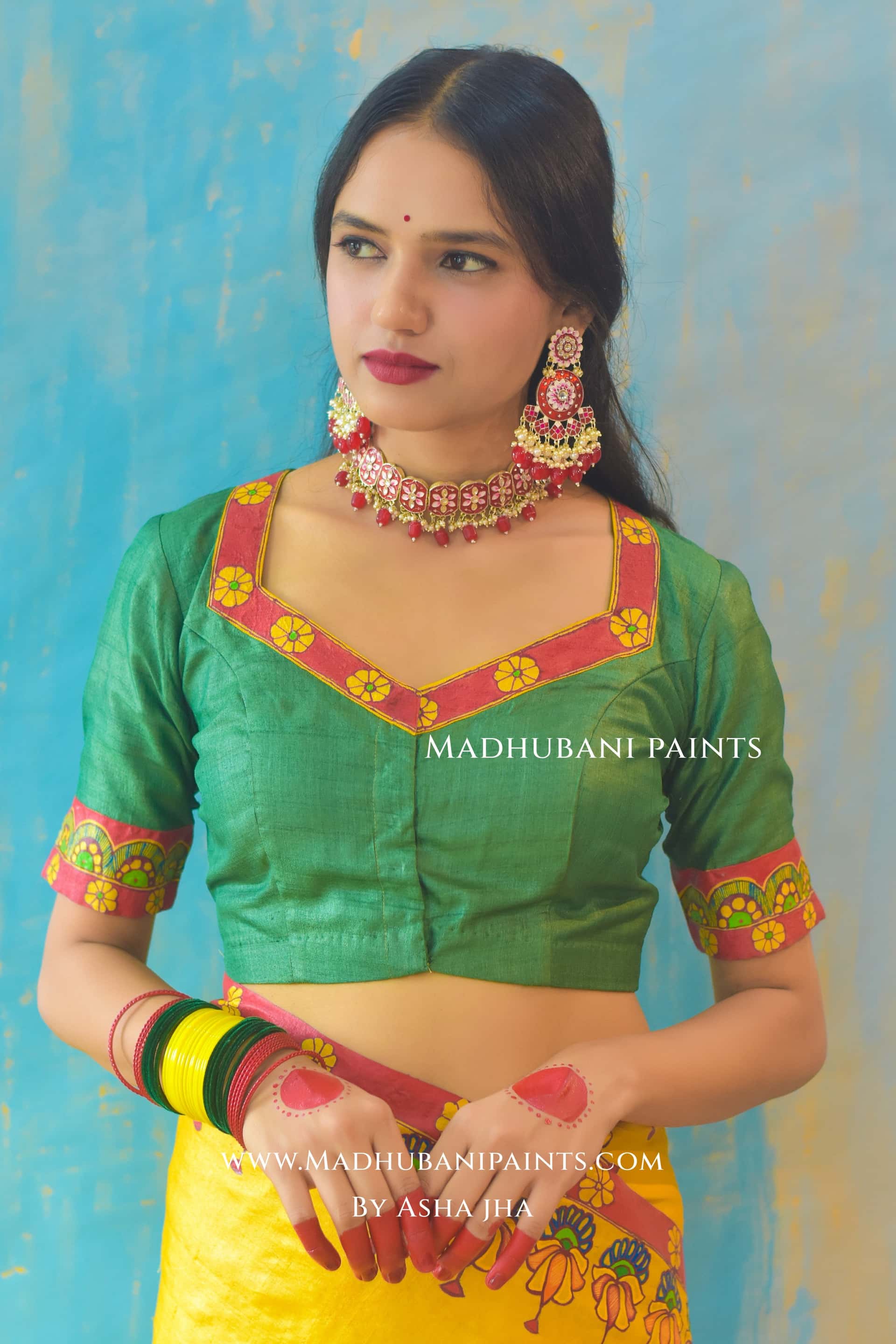 KUMARI BHOJAN Hand-painted Tussar Silk Blouse — image 2 of 5