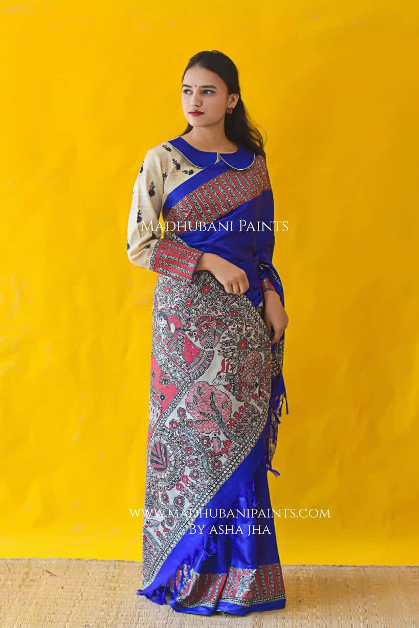 BHAGWATI Hand-painted Tussar Silk Saree Blouse Set — image 2 of 8
