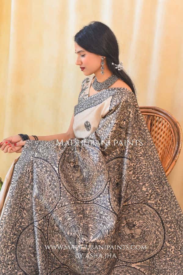 MAYUR MANDALI Handpainted Madhubani Saree — image 5 of 6