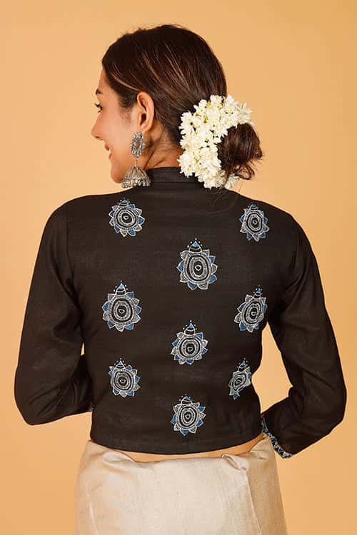 'Kurmaraja' Handpainted Madhubani  Cotton Blouse — image 5 of 7