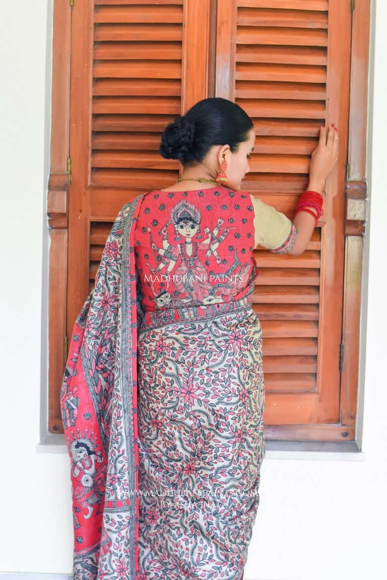 MAHAGAURI Handpainted Madhubani Tussar Silk Blouse — image 4 of 6