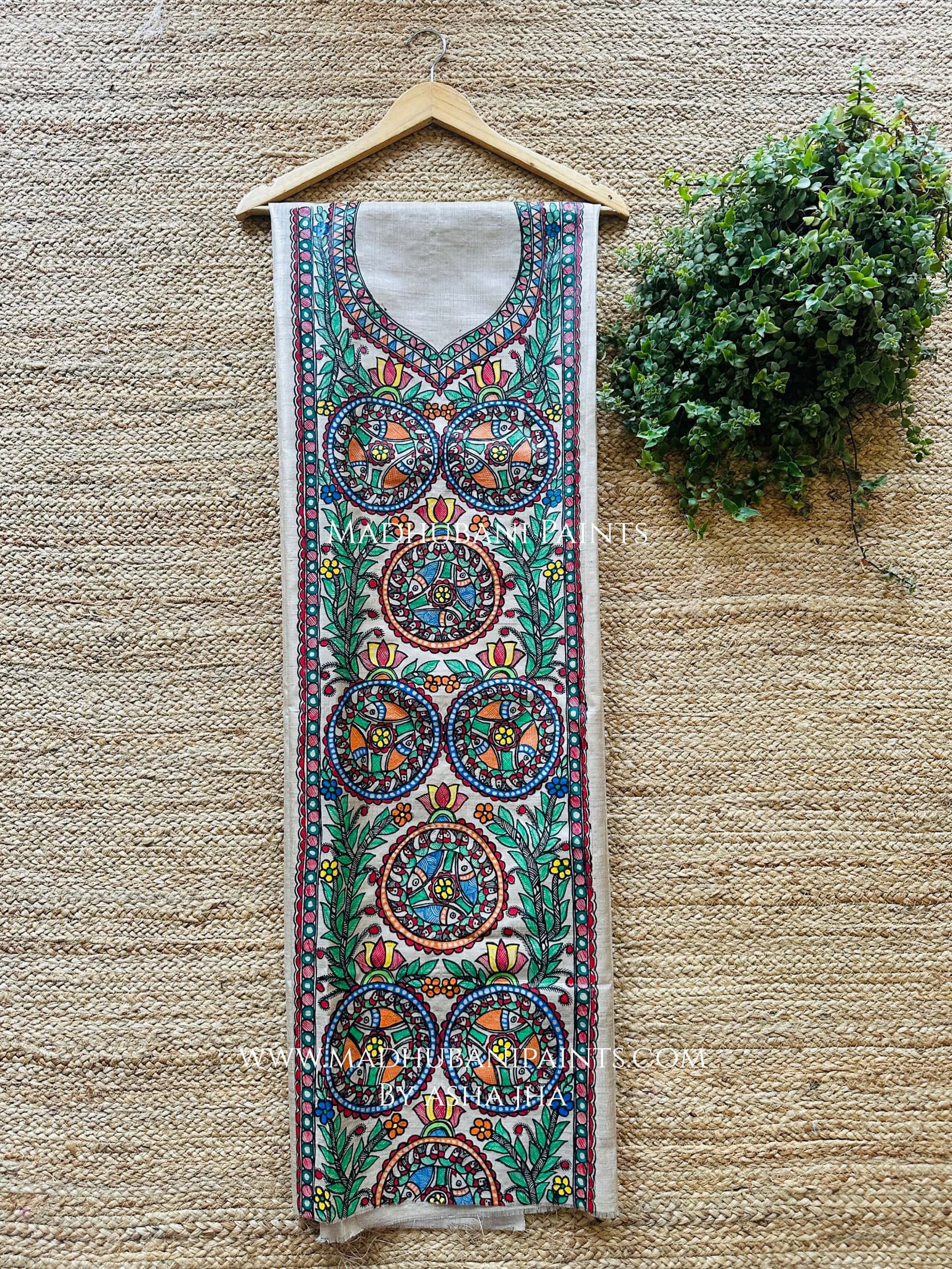 Matsya Manjari Tussar Silk Unstitched Kurta — image 2 of 2